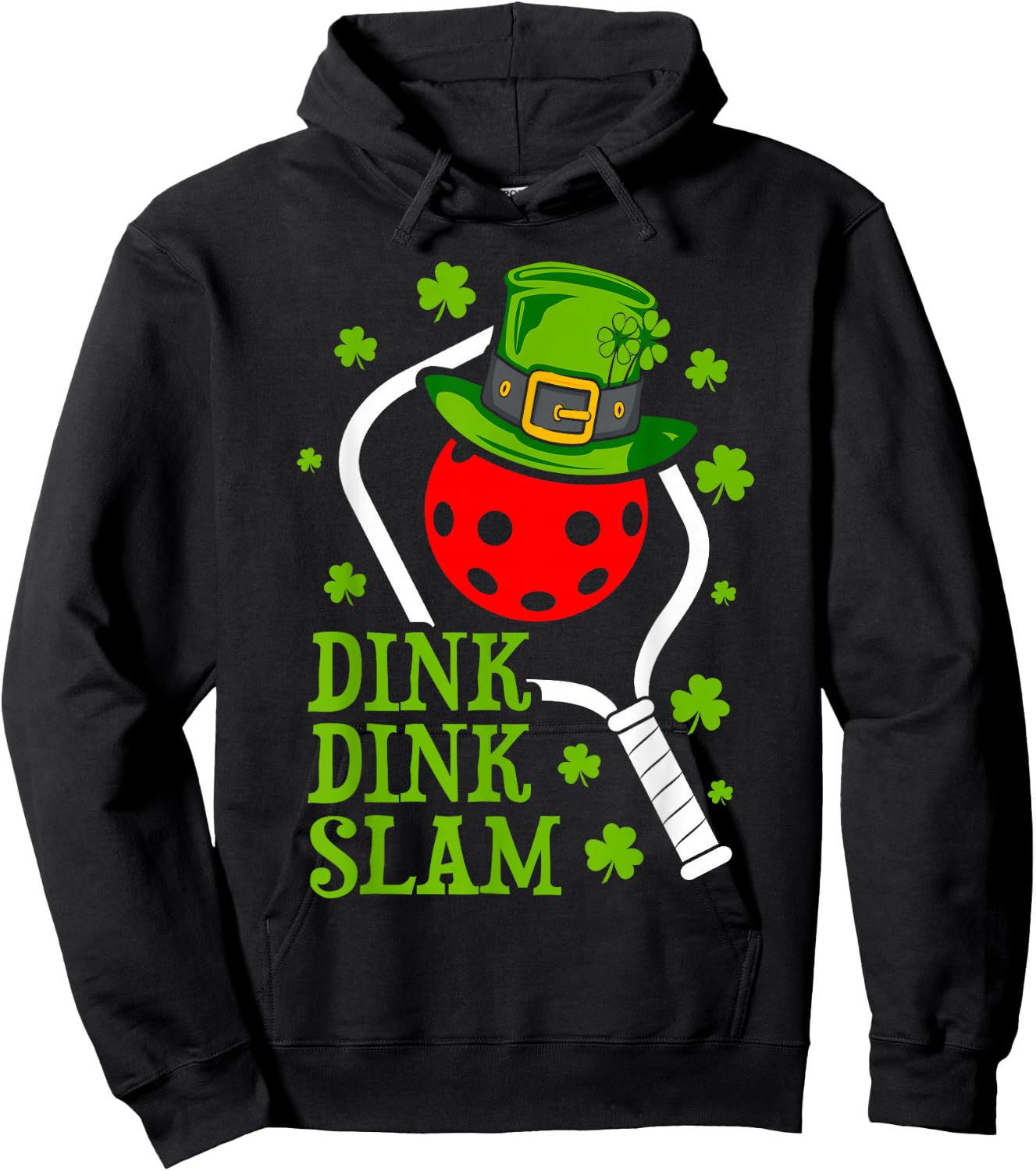 Pickleball St Patricks Day Leprechaun Dink Dink Slam Hoodie - Hoodie | Black