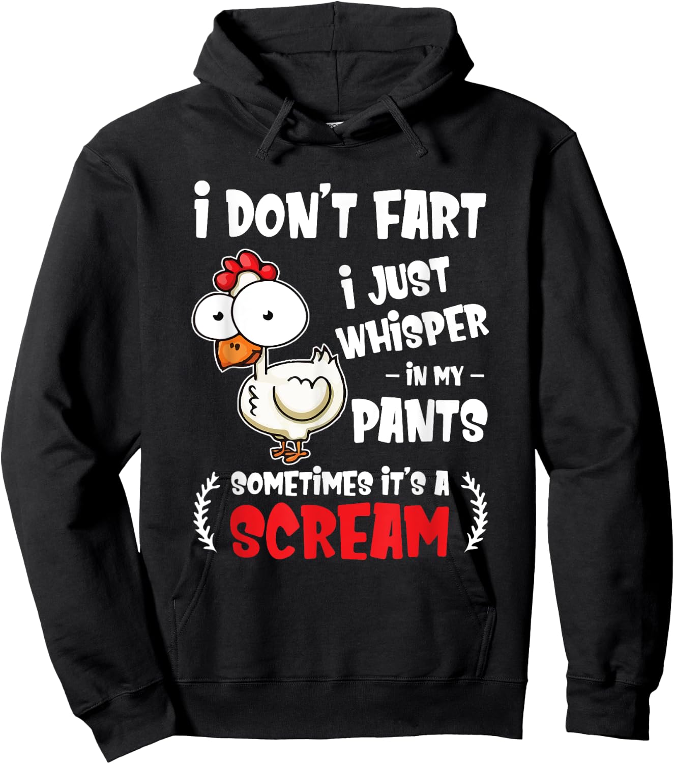 Funny Farting Chicken Lover I Dont Fart I Whisper In My Gift Hoodie - Hoodie | Black