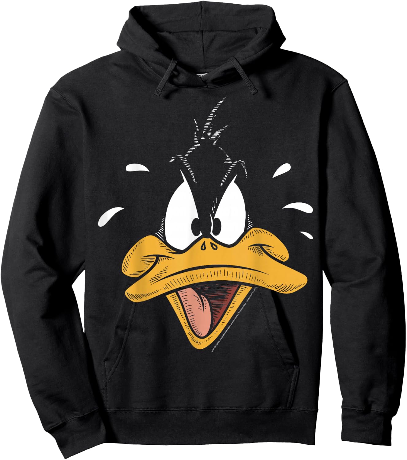 Looney Tunes Daffy Duck Sketched Big Face Hoodie - Hoodie | Black
