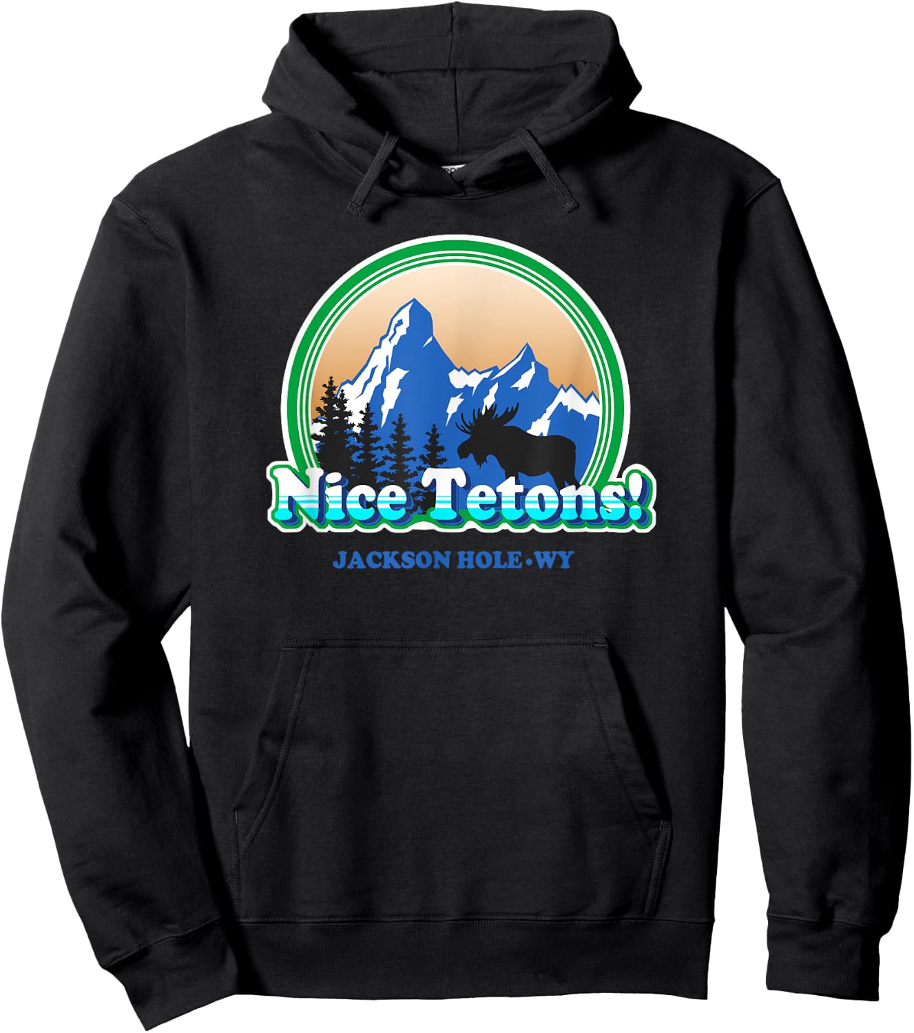 Tetons retro vintage Jackson Hole Wyoming Funny Hoodie - Hoodie | Black