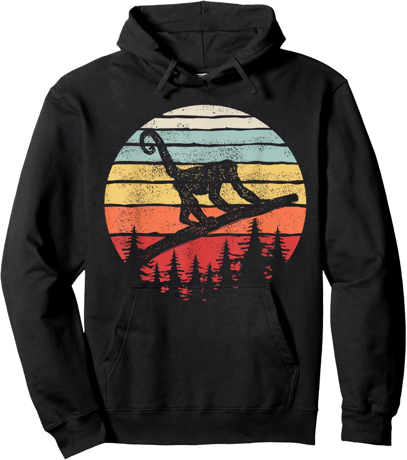 Vintage Retro Woolly Monkey Hoodie - Hoodie | Black