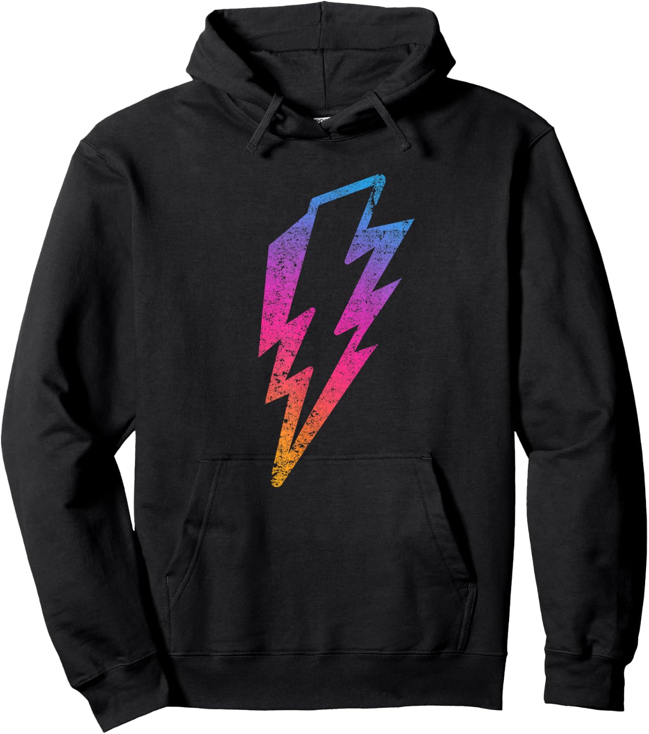 Multicolor Lightnings Powerful Distressed Bolts Hoodie - Hoodie | Black