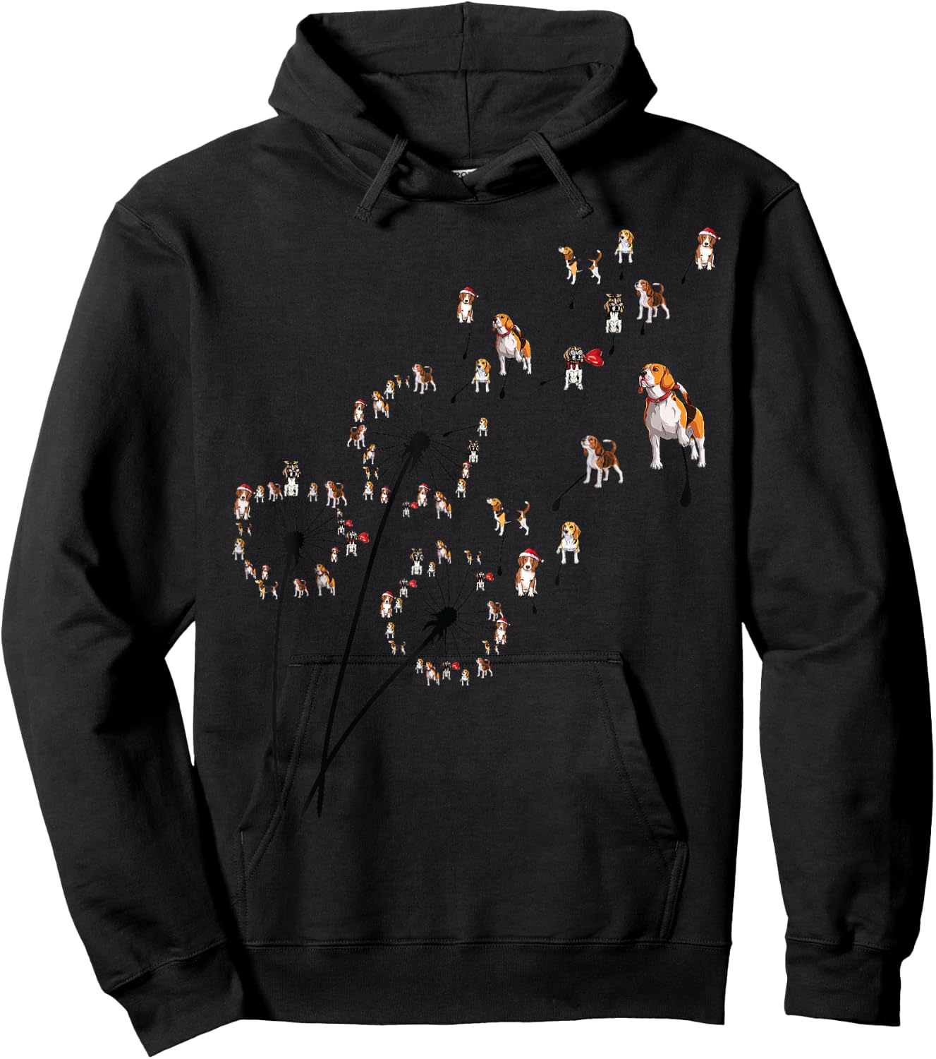 Beagle Flower Fly Dandelion for dad and mom and kids funny Hoodie - Hoodie | Black