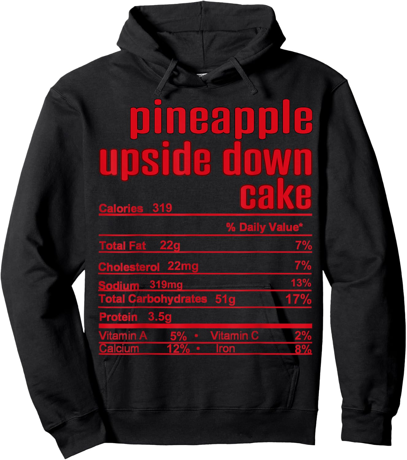 Thanksgiving Christmas Pineapple Upside Down Nutrition Fact Hoodie - Hoodie | Black