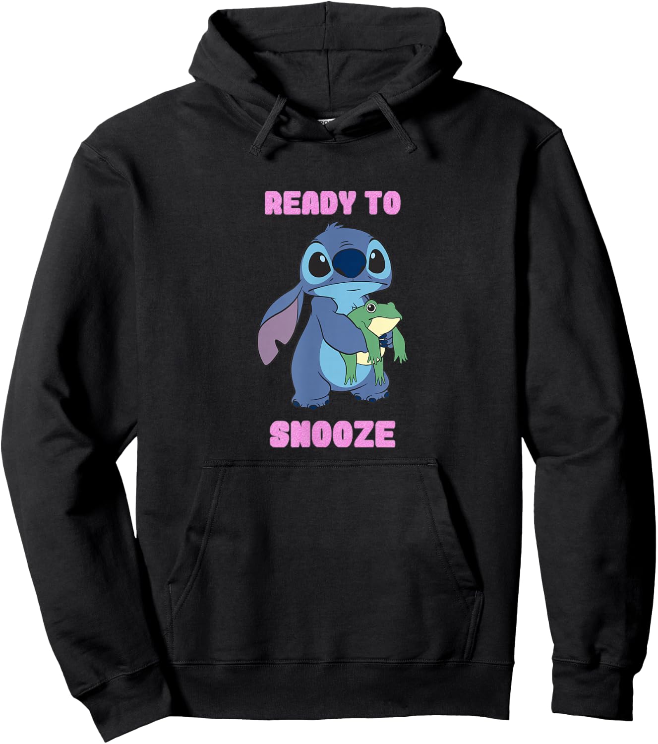 Disney Lilo & Stitch Ready To Snooze Stitch With Frog Hoodie - Hoodie | Black