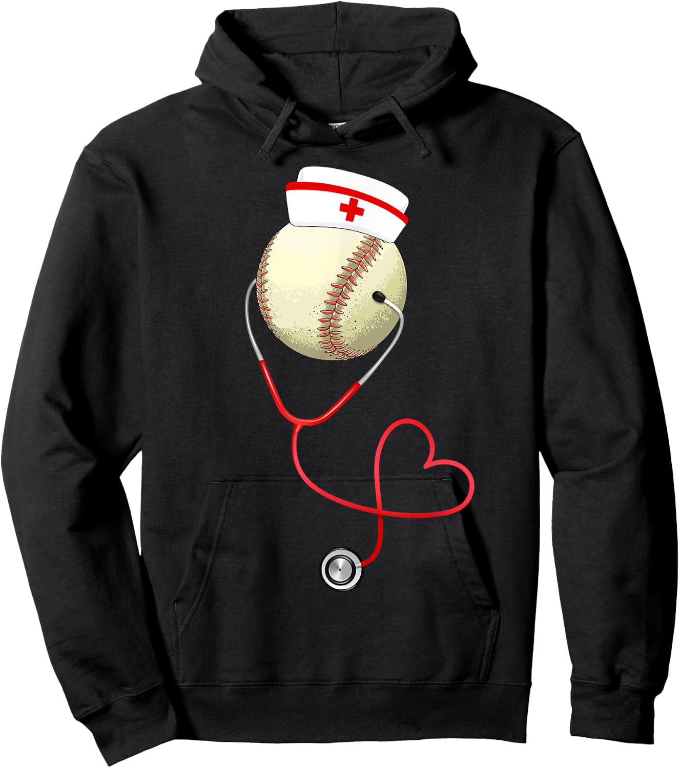 Baseball Nursing Funny For Nurse's Day Sports Medical Lover Hoodie - Hoodie | Black