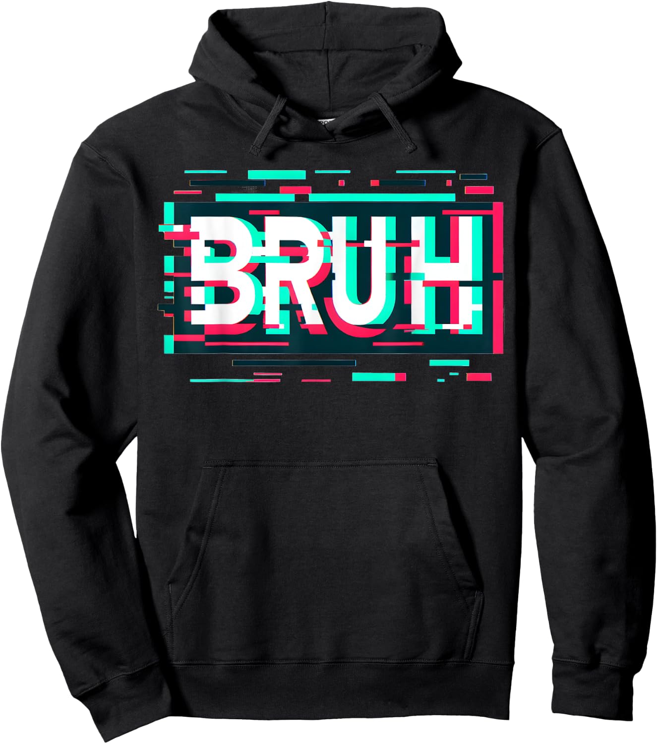 Glitch Aesthetic Gamer Bruh Meme Boys Funny Saying Hoodie - Hoodie | Black