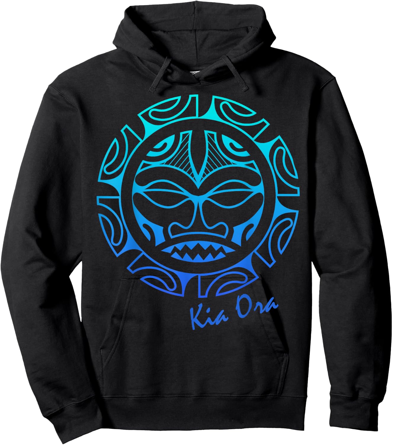 Culture Face Symbol Blue, Haka Kia Ora Dance New Zealand Hoodie - Hoodie | Black