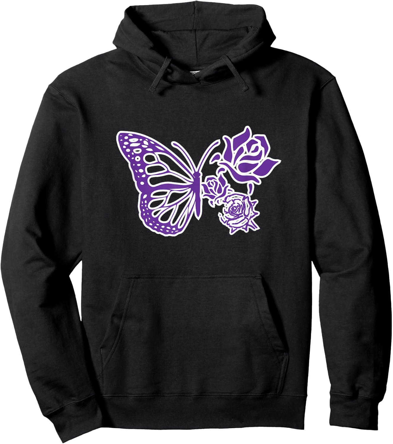 Purple Butterfly Aesthetic Monarch Butterfly Floral Wings Hoodie - Hoodie | Black