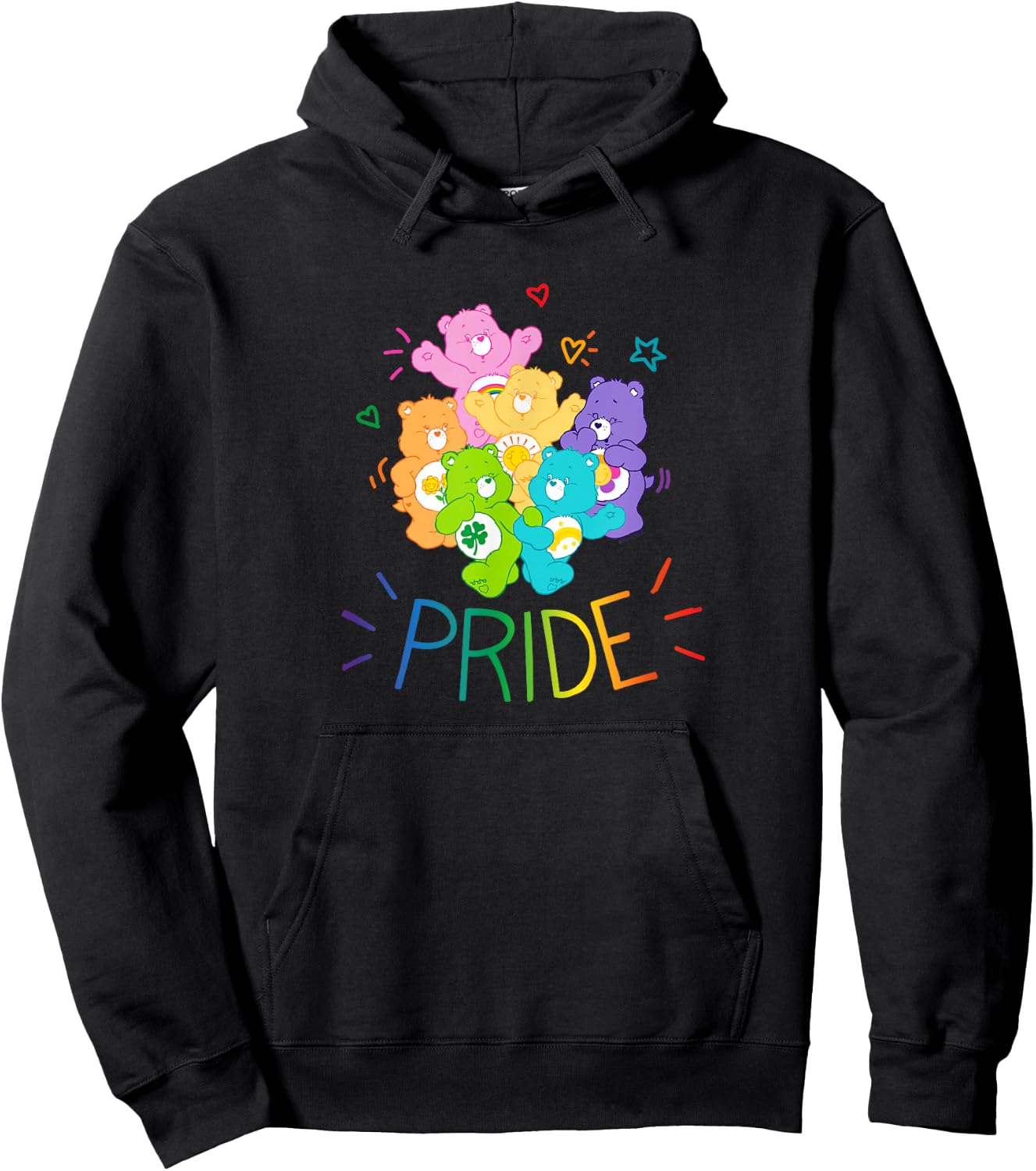 Care Bears Rainbow Pride and Doodles Cute Retro Cartoon Hoodie - Hoodie | Black