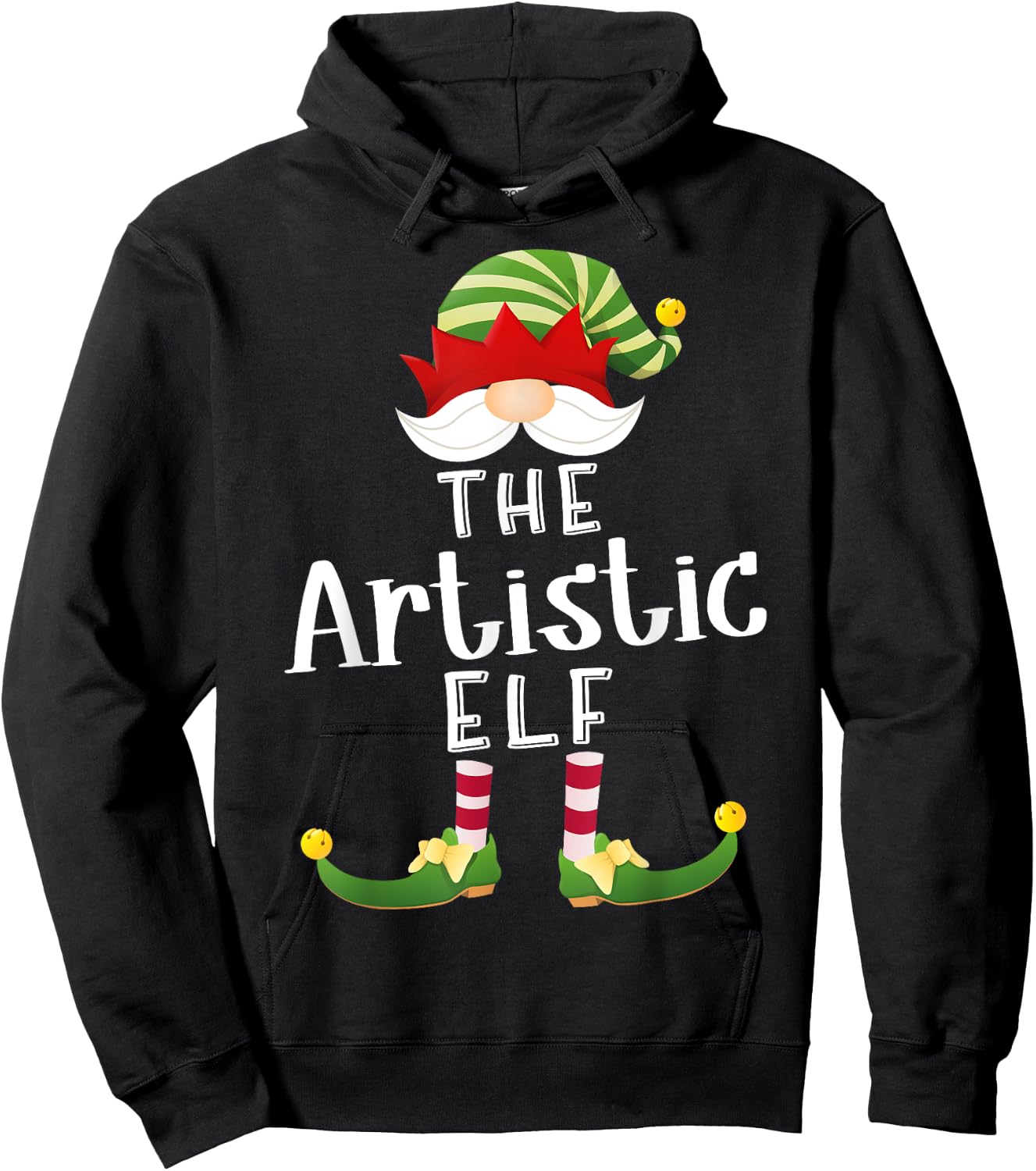 Artistic Elf Group Christmas Funny Pajama Party Hoodie - Hoodie | Black