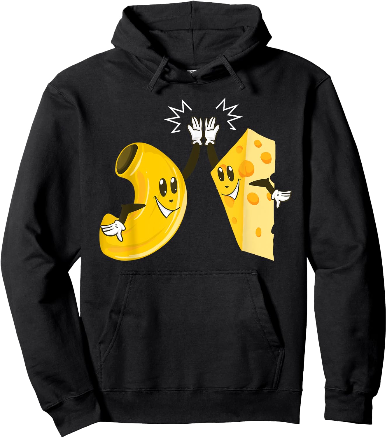 Funny Macaroni And Cheese High 5 | Cool Pasta Lover Mac Gift Hoodie - Hoodie | Black