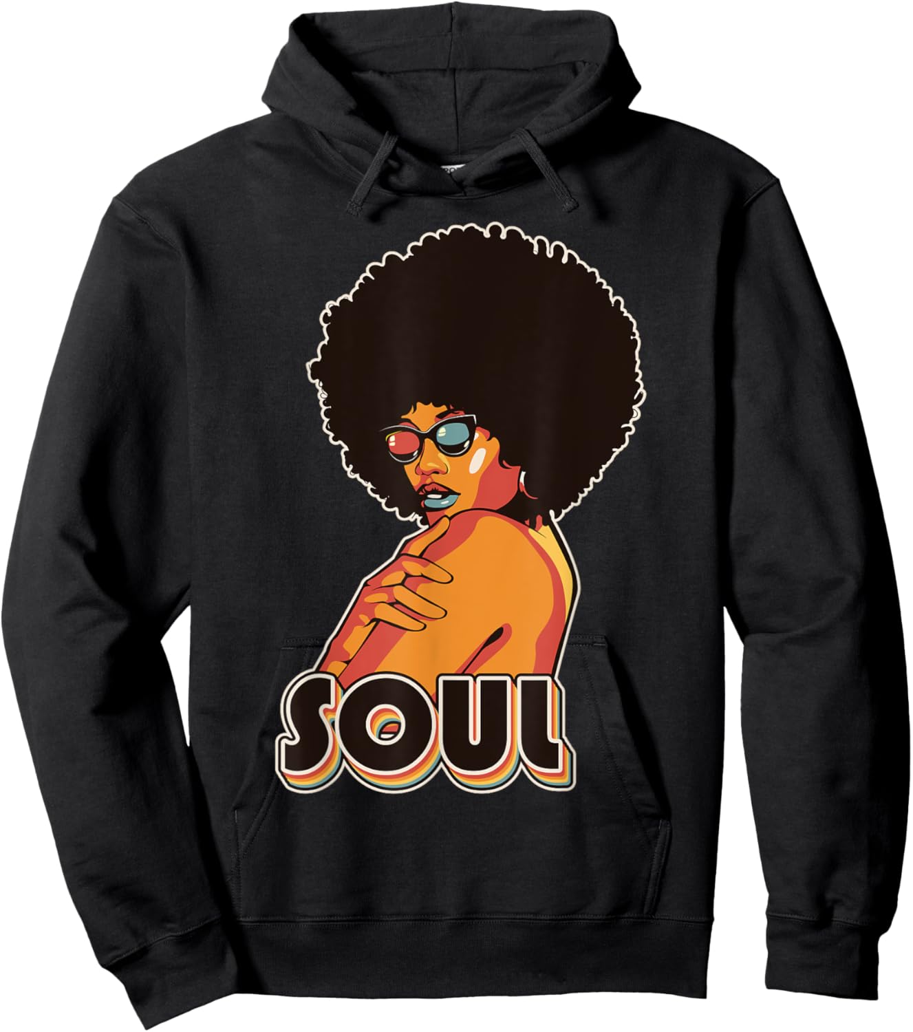 Artsy Funk Vintage 70s Costume Afro Soul Music Fan Hoodie - Hoodie | Black
