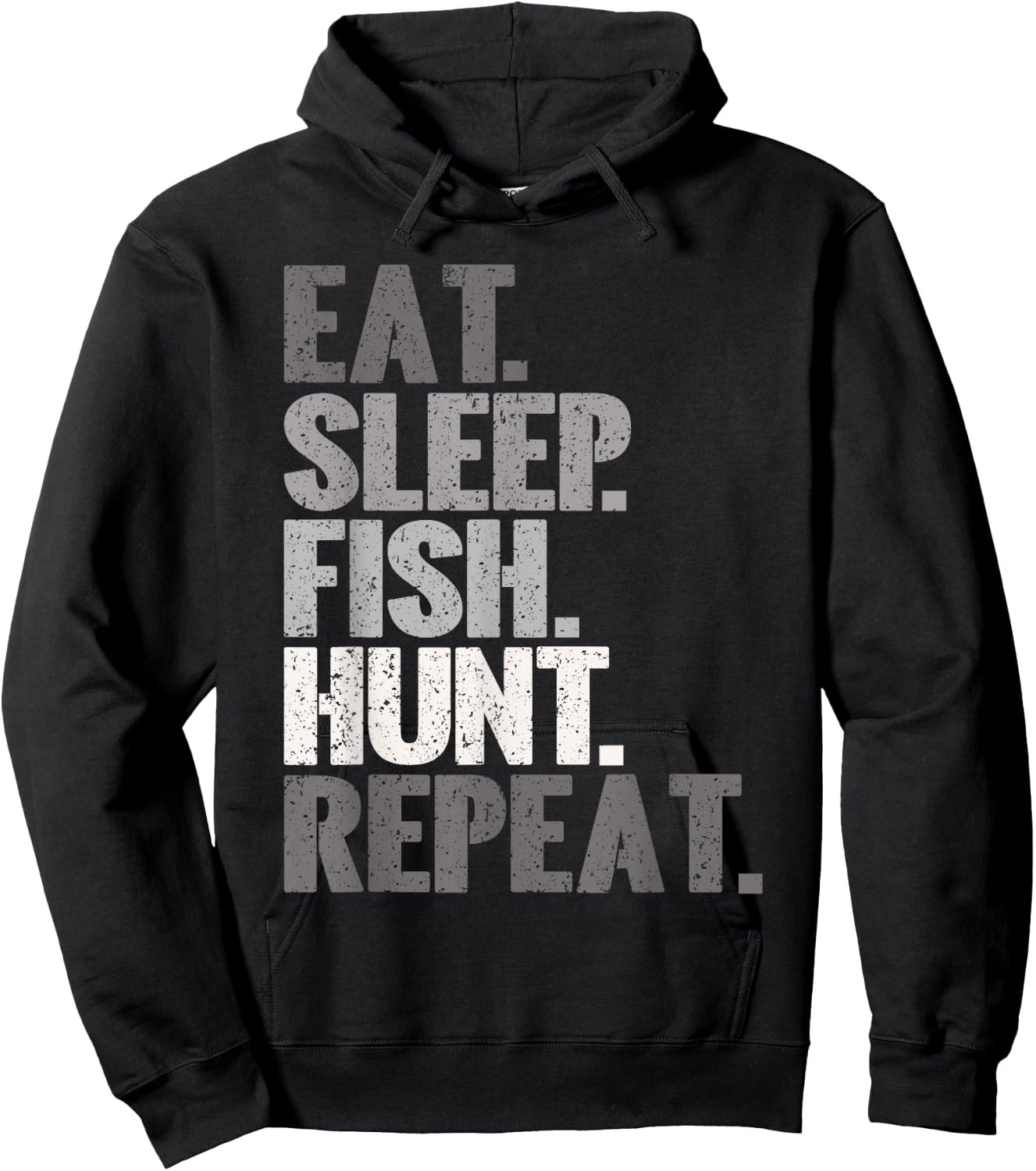 Eat Sleep Fish Hunt Repeat Vintage Fishing Hunting Hoodie - Hoodie | Black