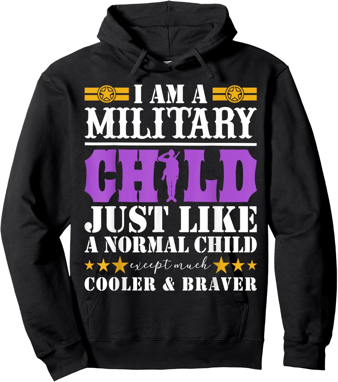 I Am A Military Child Purple Up For Military Child Month Hoodie - Hoodie | Black