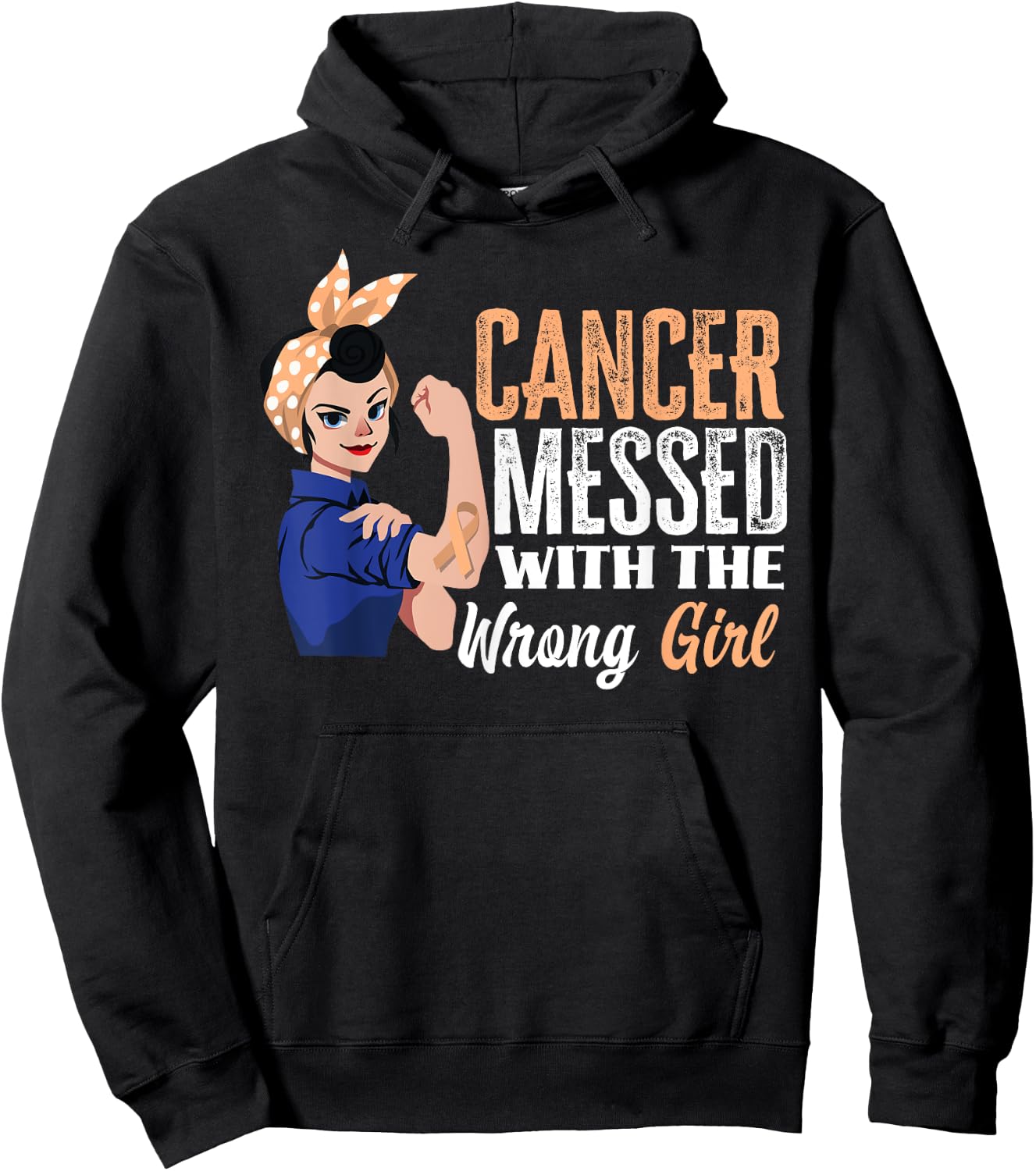 Cancer Messed With The Wrong Girl Uterine Cancer Awareness Hoodie - Hoodie | Black