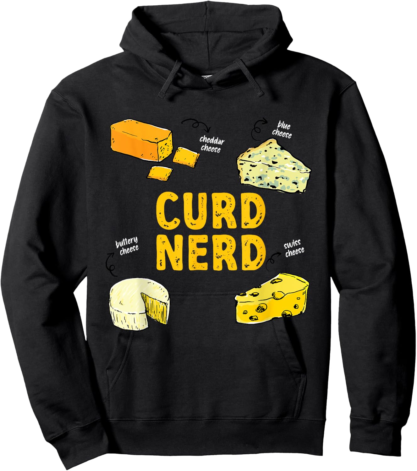 Funny Curd Nerd Different Kind Of Cheese Addict Hoodie - Hoodie | Black
