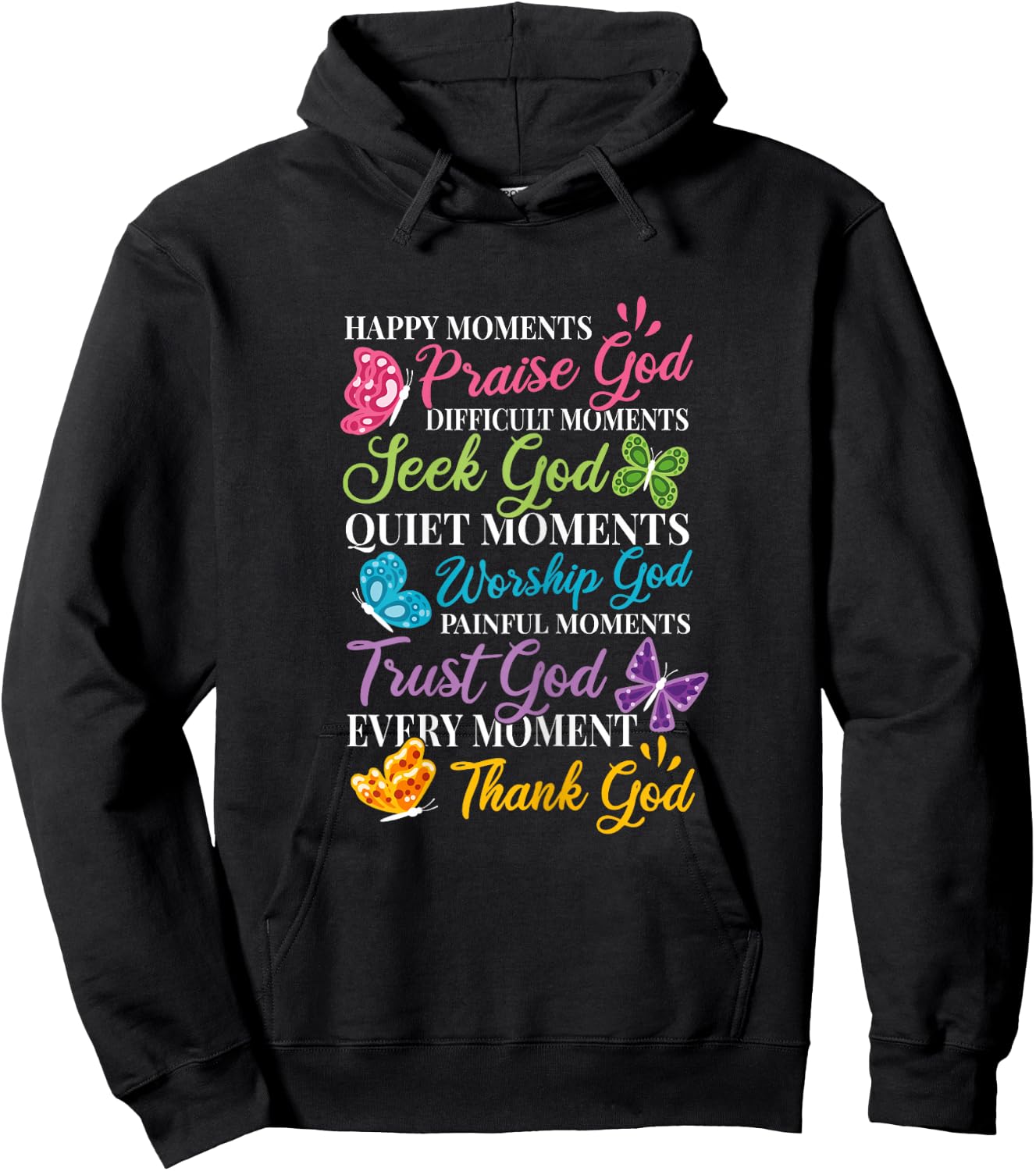 Praise Seek Worship Trust Thank God Bible Religous Quote Hoodie - Hoodie | Black