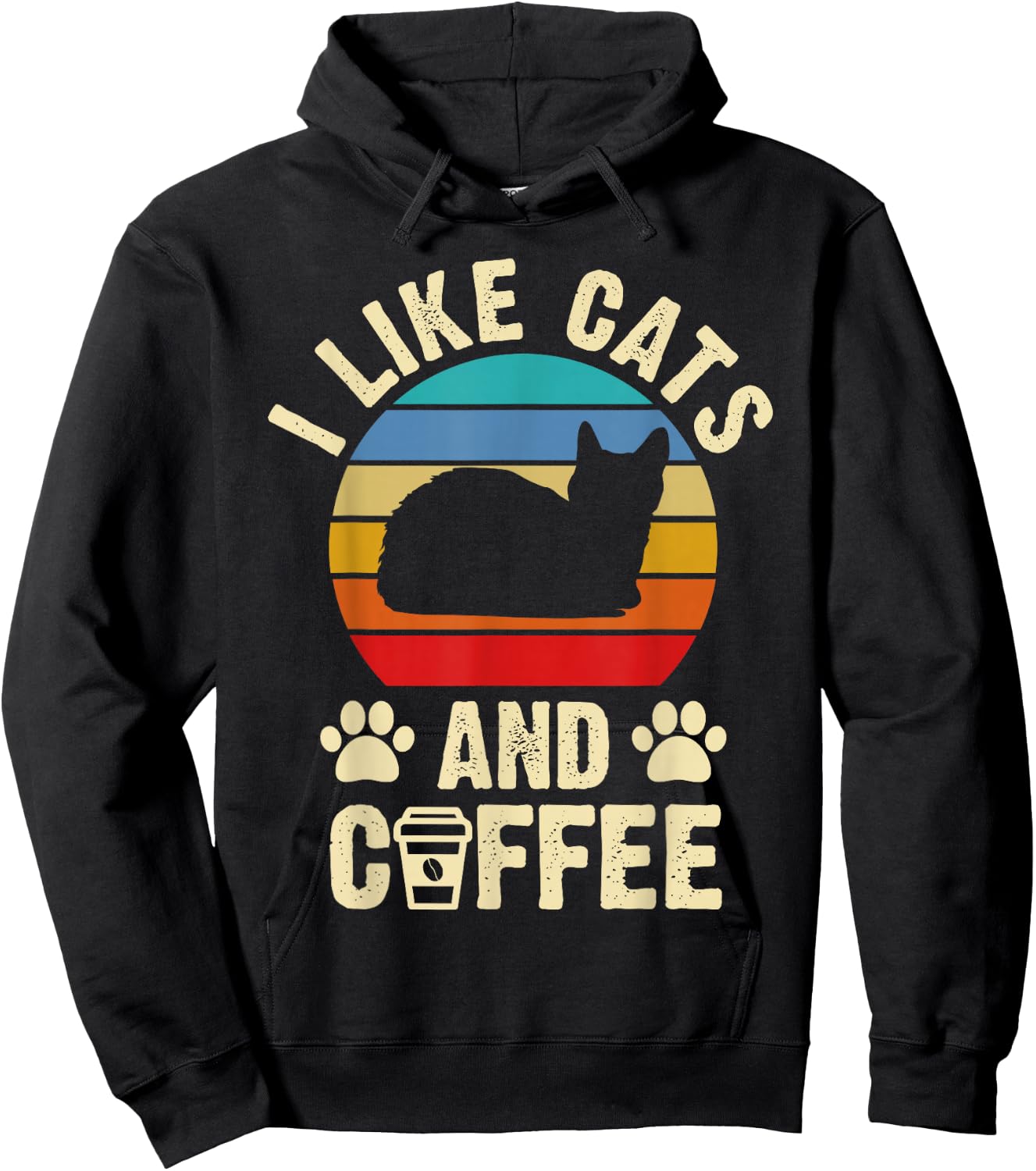 I like Cats & Coffee Funny vintage Kitten theme lover Hoodie - Hoodie | Black