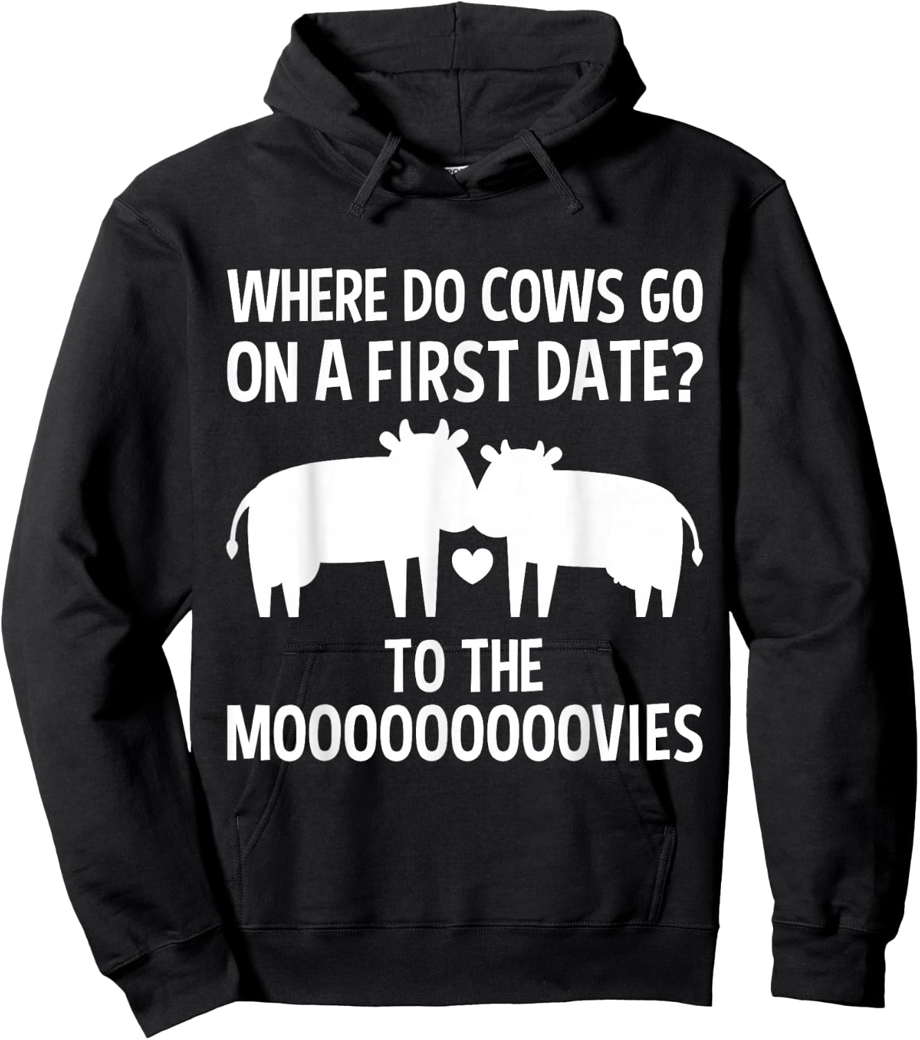 Funny Cow Design Cows Date in the Moovies Farming Pun Nerd Hoodie - Hoodie | Black