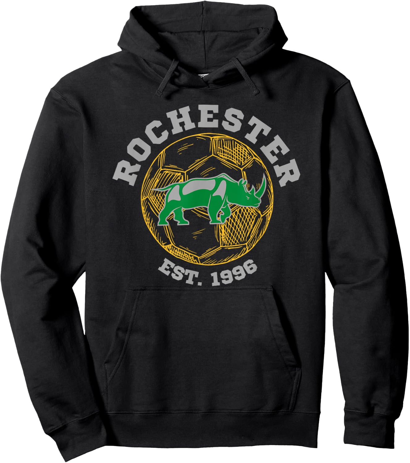Rochester Soccer Est 1996 Sports Team Athletic Novelty Rhino Hoodie - Hoodie | Black