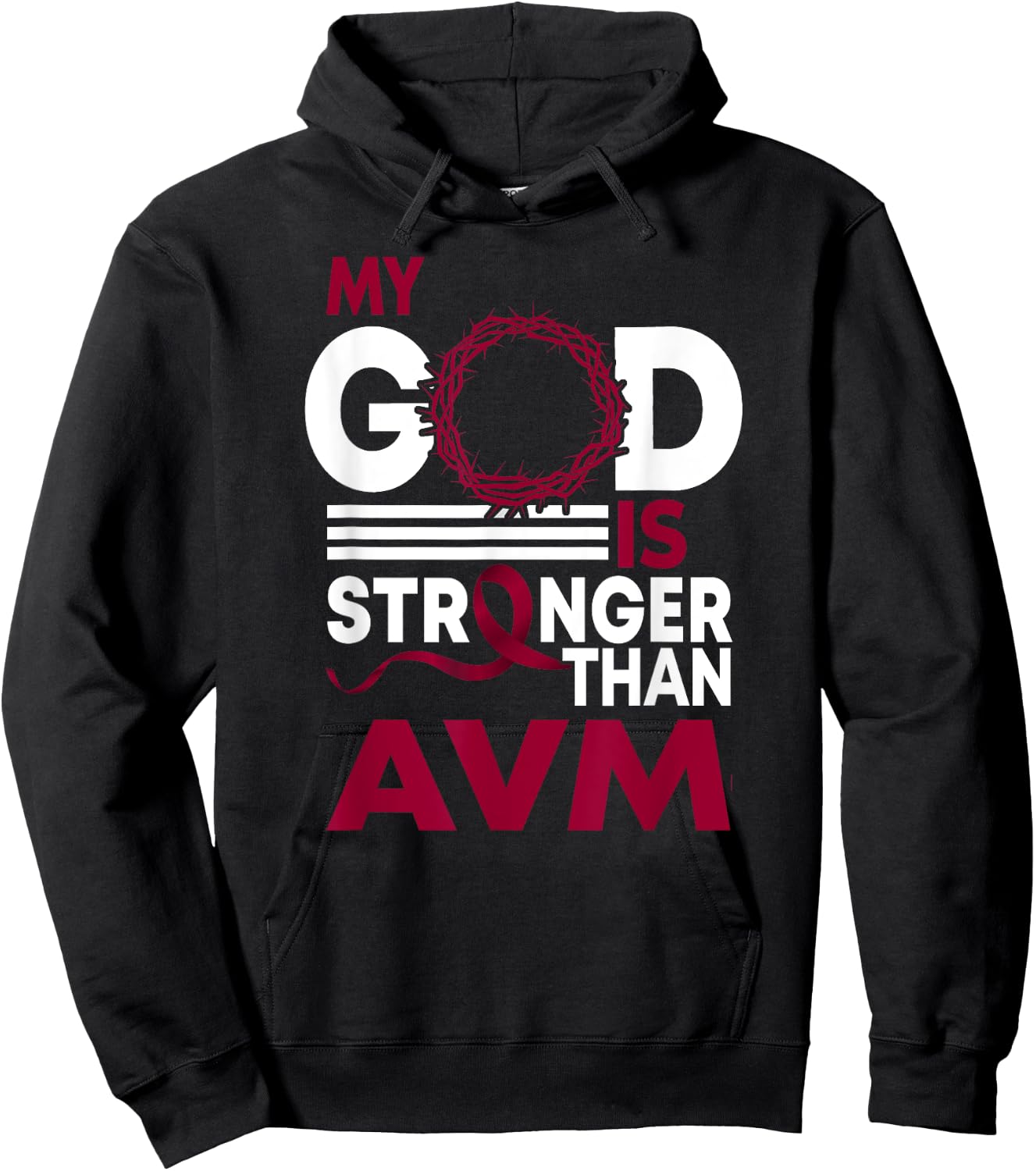 My God Is Stronger Than AVM Awareness Ribbon Hoodie - Hoodie | Black