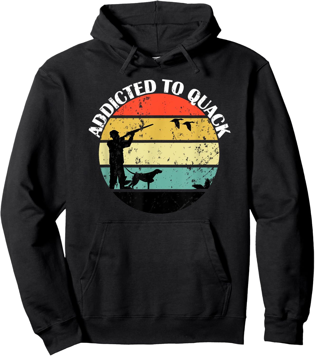 Addicted To Quack - Great Gift The Bird Hunter - Retro C Hoodie - Hoodie | Black