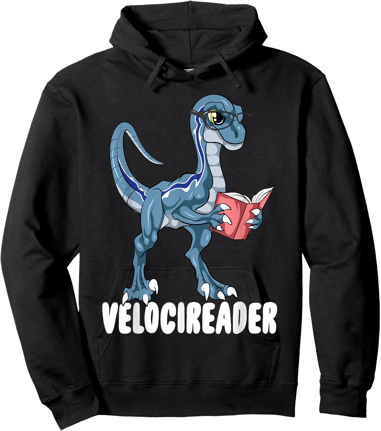 Velocireader Velociraptor Dinosaur Reading Book Lovers Hoodie - Hoodie | Black