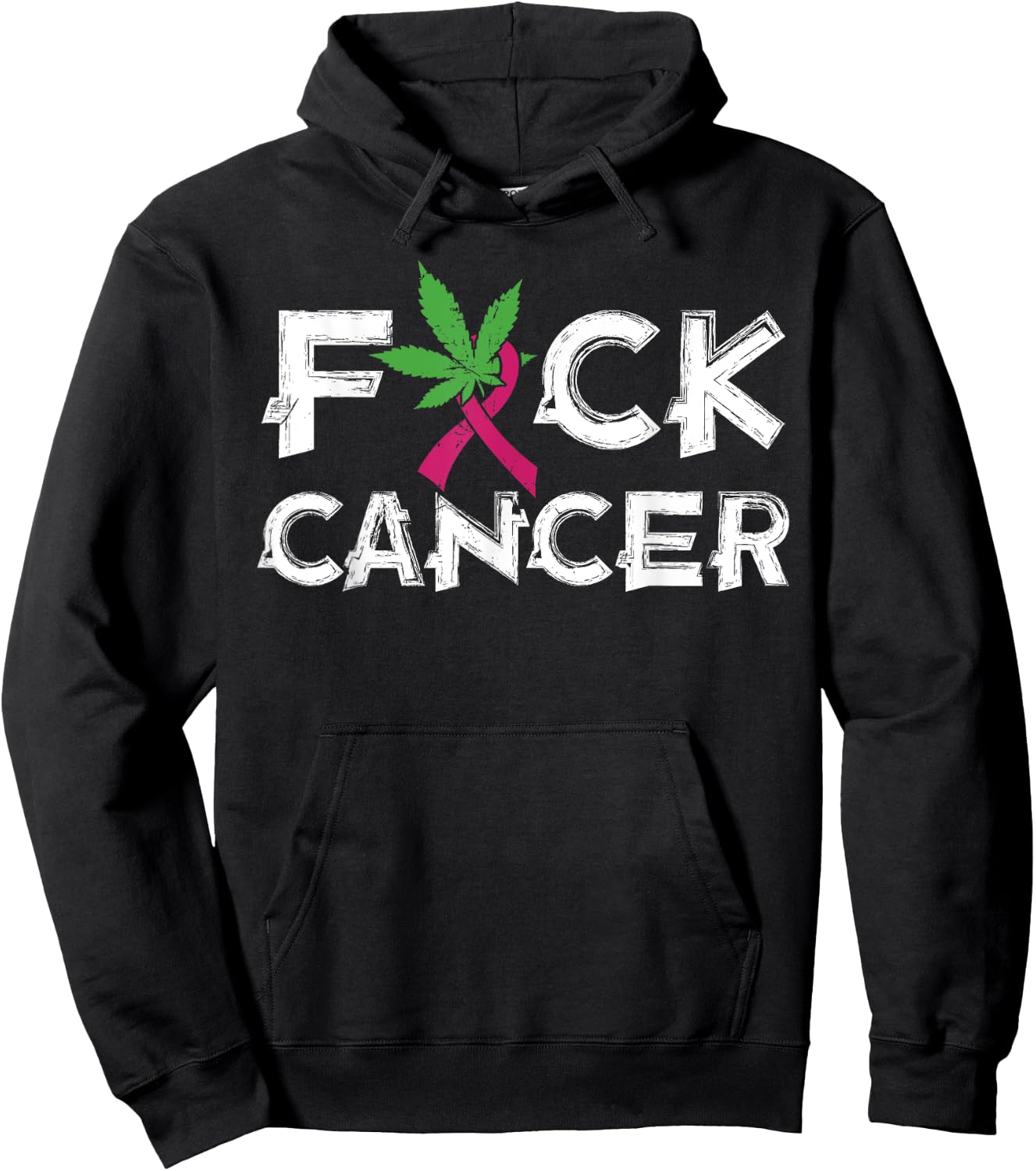 Pot Leaf Cannabis gift | Fuck Cancer gift Hoodie - Hoodie | Black