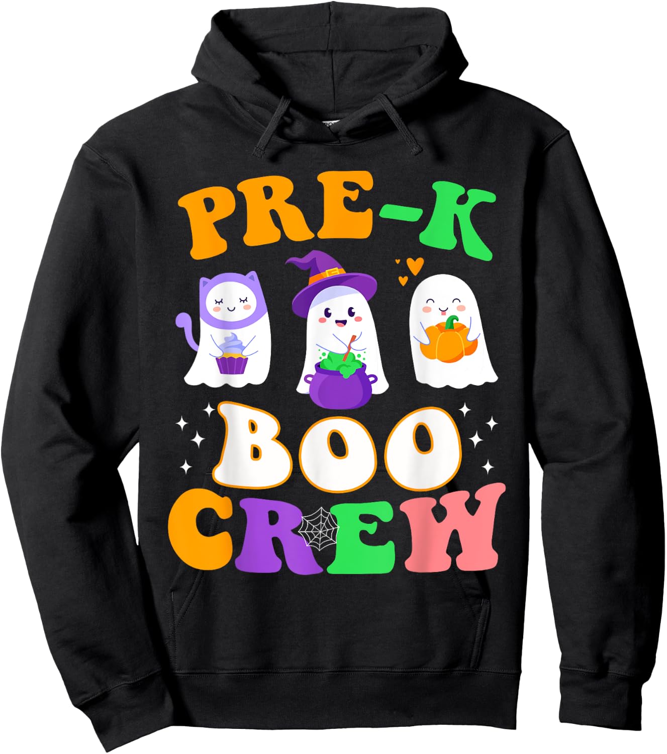 Pre-K Boo Crew Cute Ghost Halloween Costume Teacher Student Women Kids Hoodie - Hoodie | Black