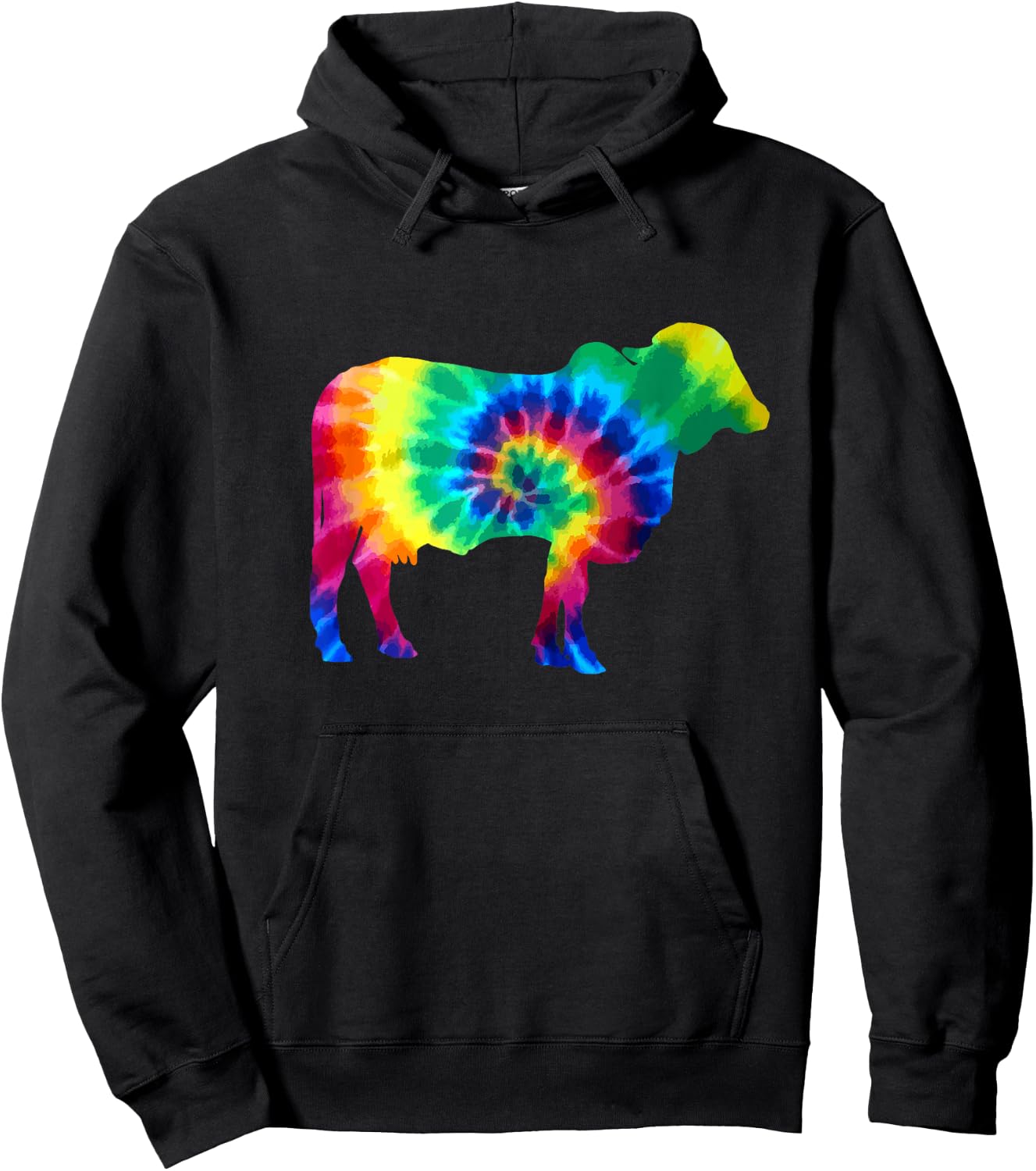 Cow Tie Dye Vintage Hippie Farm Animal Farmer Cow Lover Hoodie - Hoodie | Black