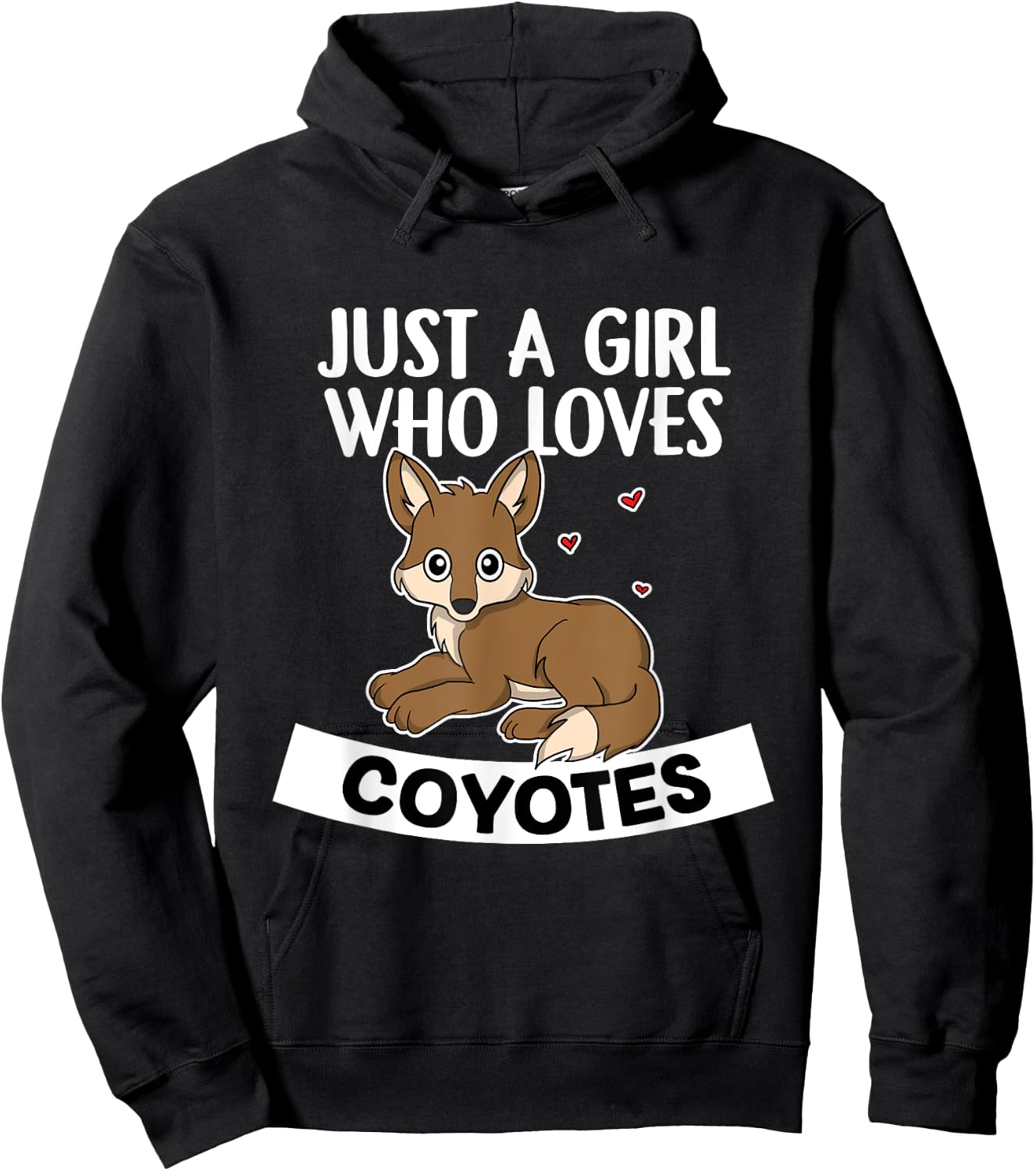 Just A Girl Who Loves Coyotes Cute Wolf Coyote Costume Hoodie - Hoodie | Black