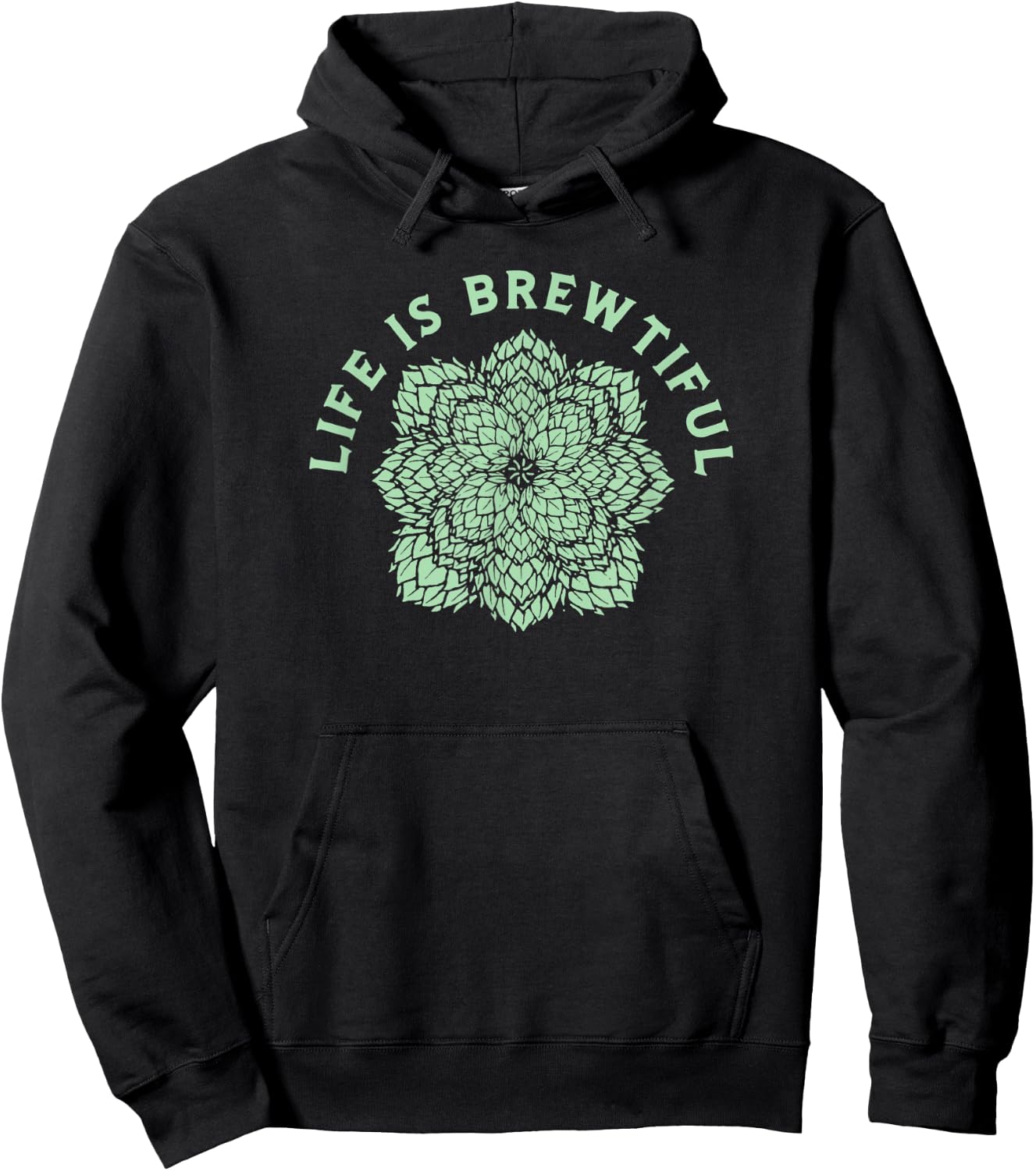 Life is Brewtiful - The Hops Mandala Kaleidoscope Beer Fan Hoodie - Hoodie | Black