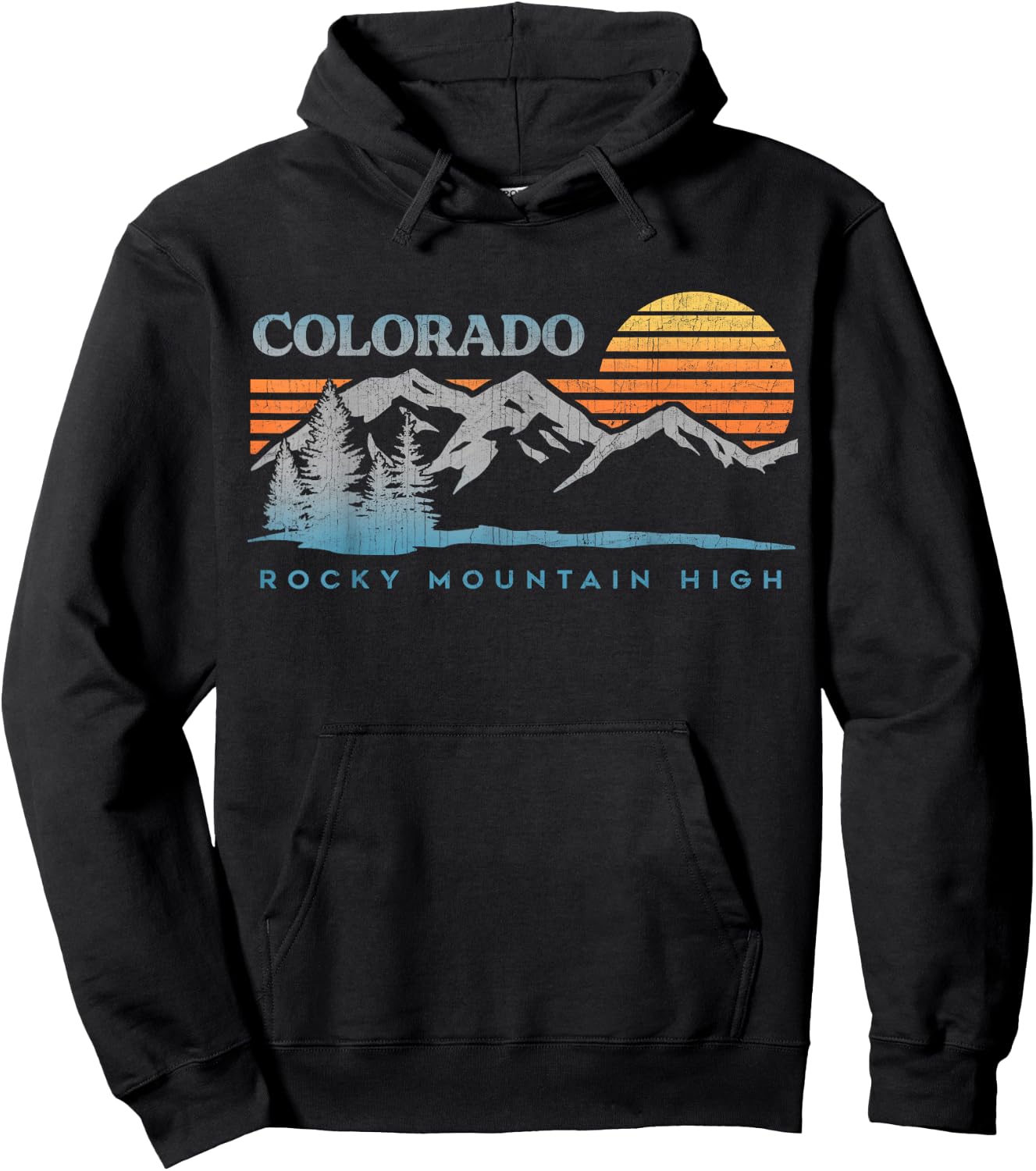 Vintage 70's 80's Colorado Outdoor Mountains Nature Hiking Hoodie - Hoodie | Black