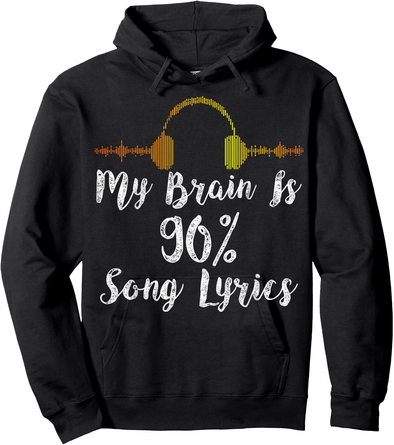 My Brain is 90% Song Lyrics Vintage Headphone Hoodie - Hoodie | Black