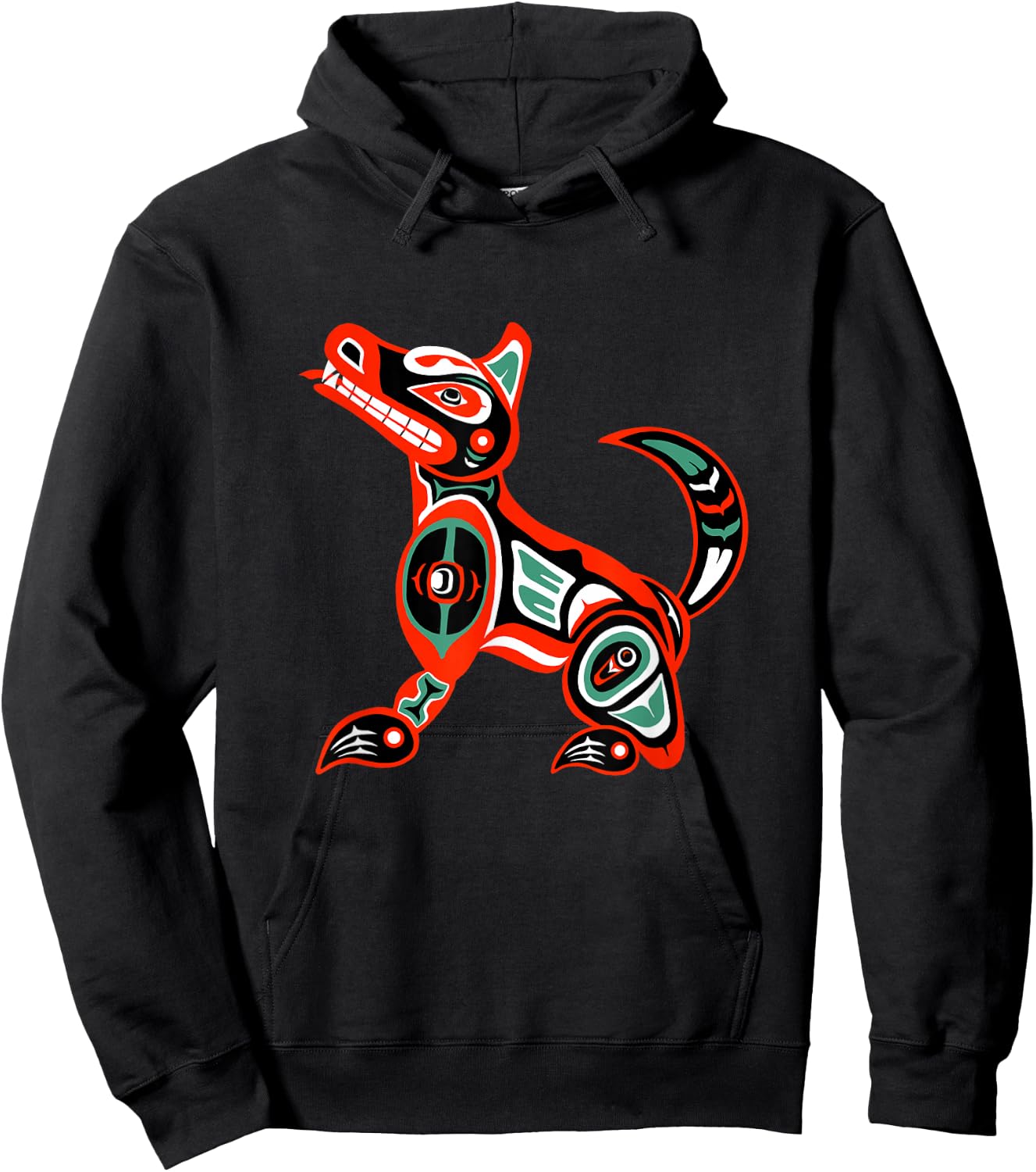 Haida art, Native American Style, Wolf Totem Hoodie - Hoodie | Black