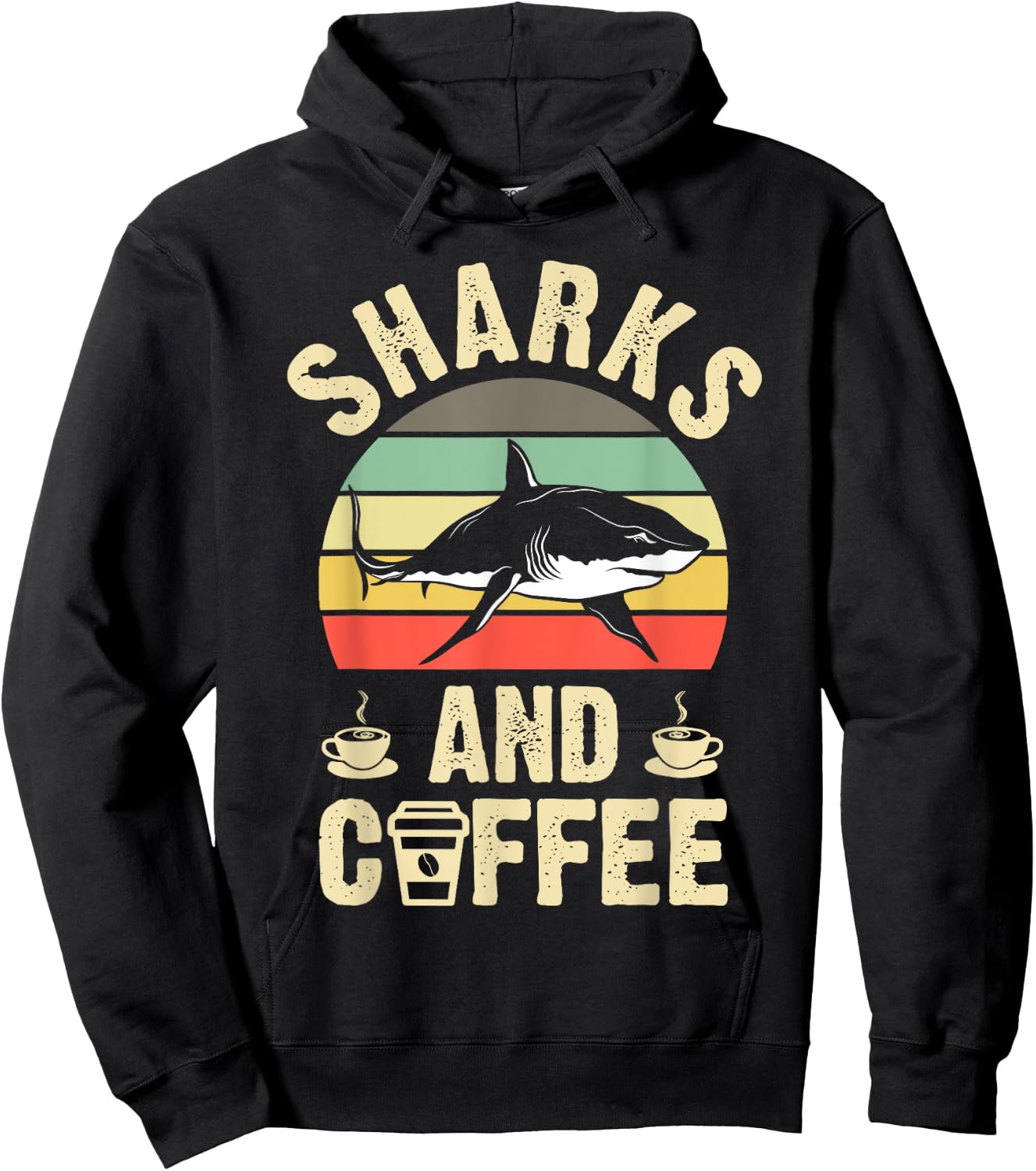 I like Sharks & Coffee Funny vintage Pet theme lover gift Hoodie - Hoodie | Black