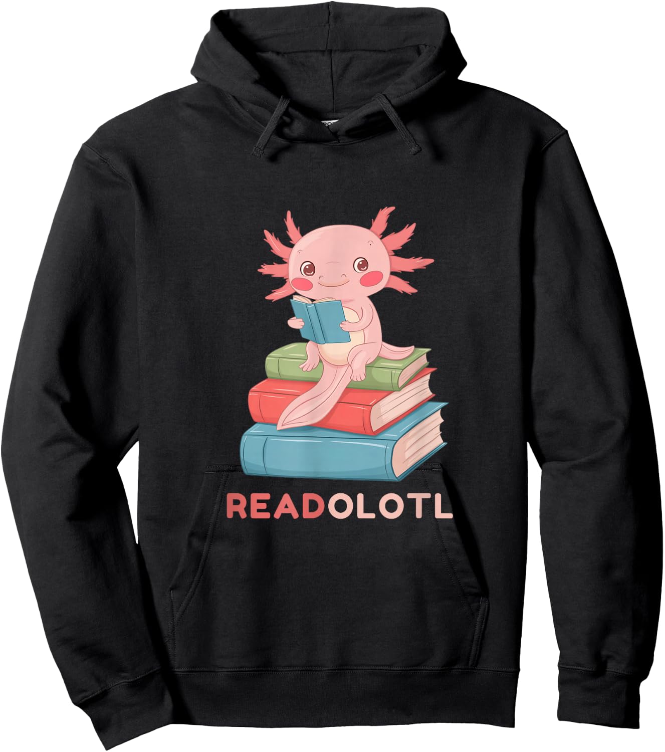 Readolotl Design Cute Axolotl Reader Hoodie - Hoodie | Black