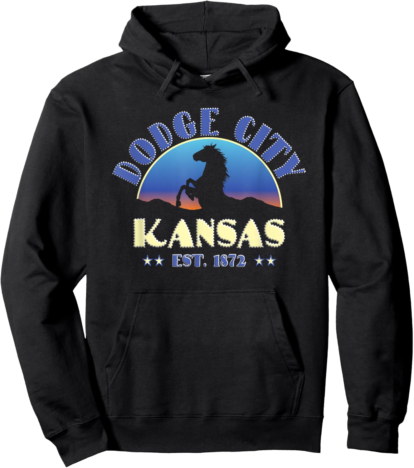 Dodge City Kansas KS Wild Horse Hoodie - Hoodie | Black