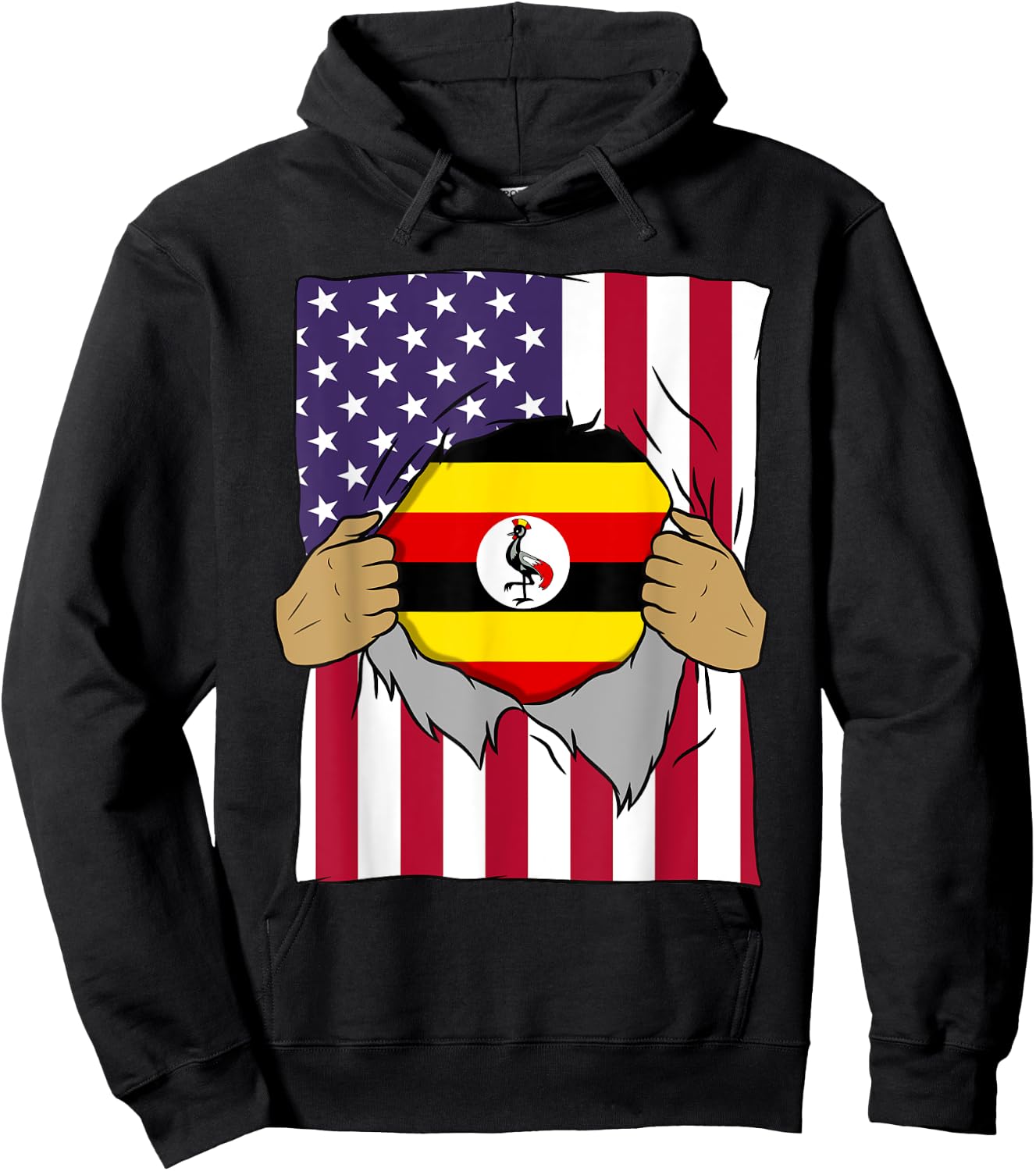 Uganda Flag Blood Inside Me Home Pride Ugandan American Gift Hoodie - Hoodie | Black