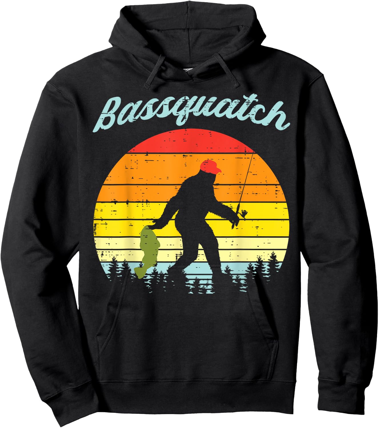 Bassquatch Bigfoot Sasquatch Fish Fishing Fisherman Gift Hoodie - Hoodie | Black