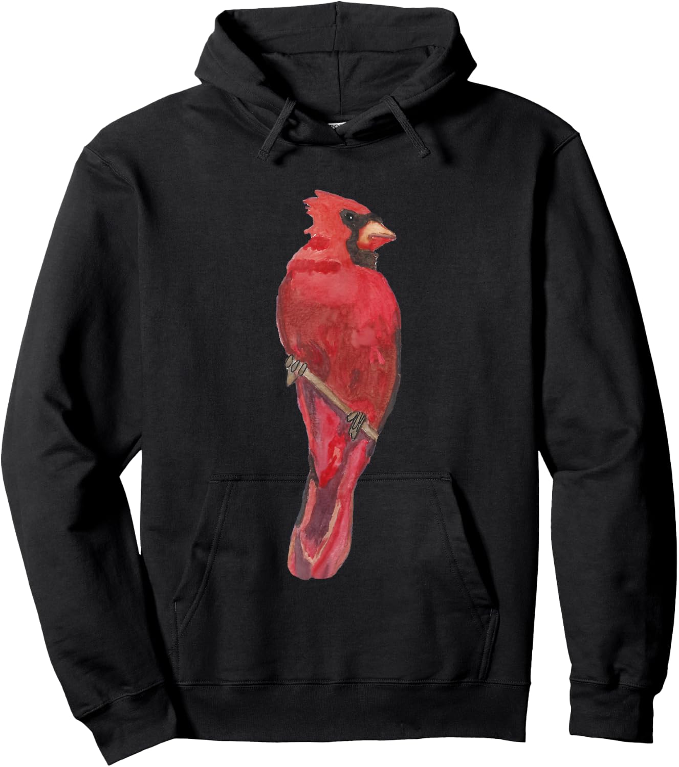 Red Watercolor Cardinal Hoodie - Hoodie | Black