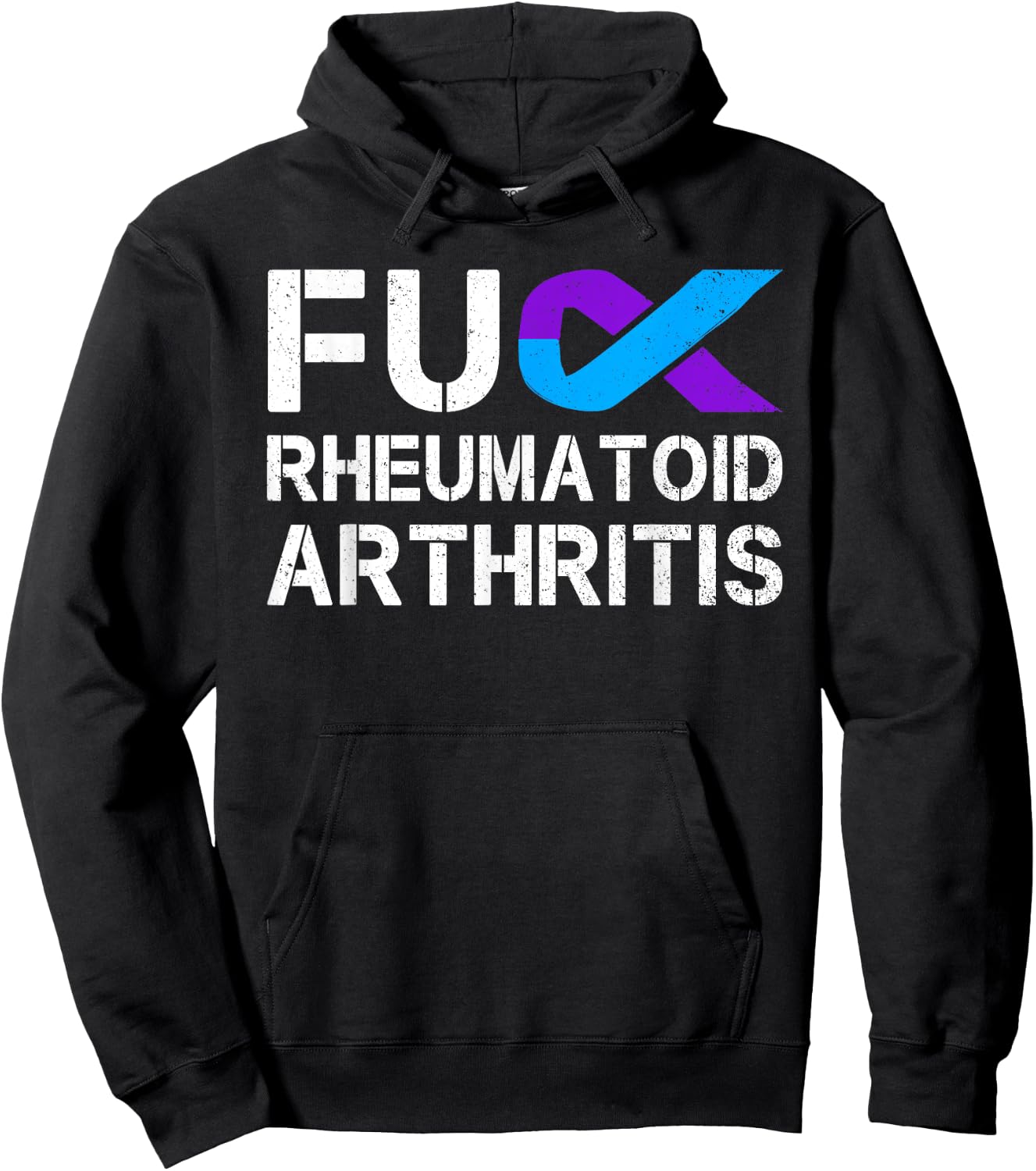 Fuck FU Rheumatoid Arthritis Awareness Month Ribbon Warrior Hoodie - Hoodie | Black