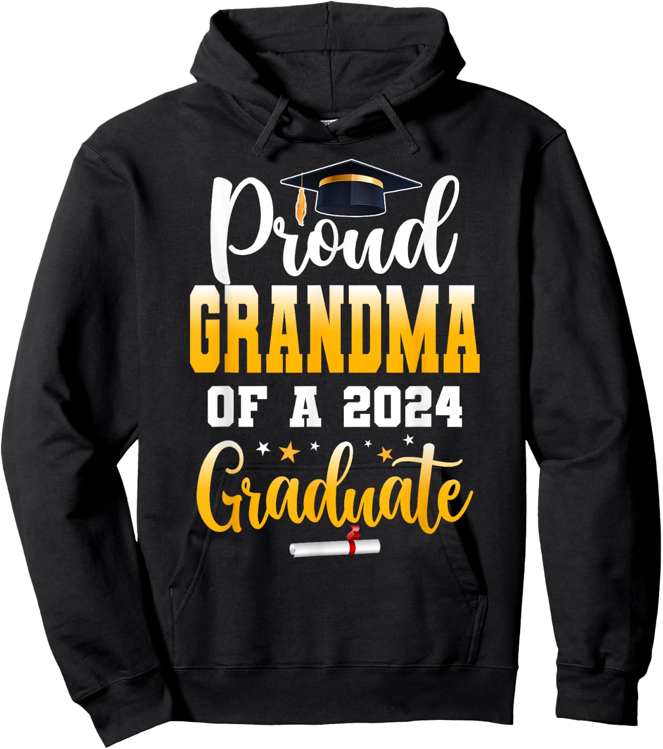 Proud Grandma Of A Class Of 2024 Graduate Senior Grandma Hoodie - Hoodie | Black