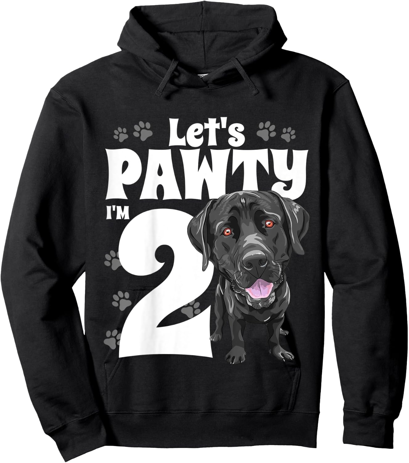 2 Year Old Black Lab Dog Birthday Pawty Labrador 2nd Gift Kids Hoodie - Hoodie | Black