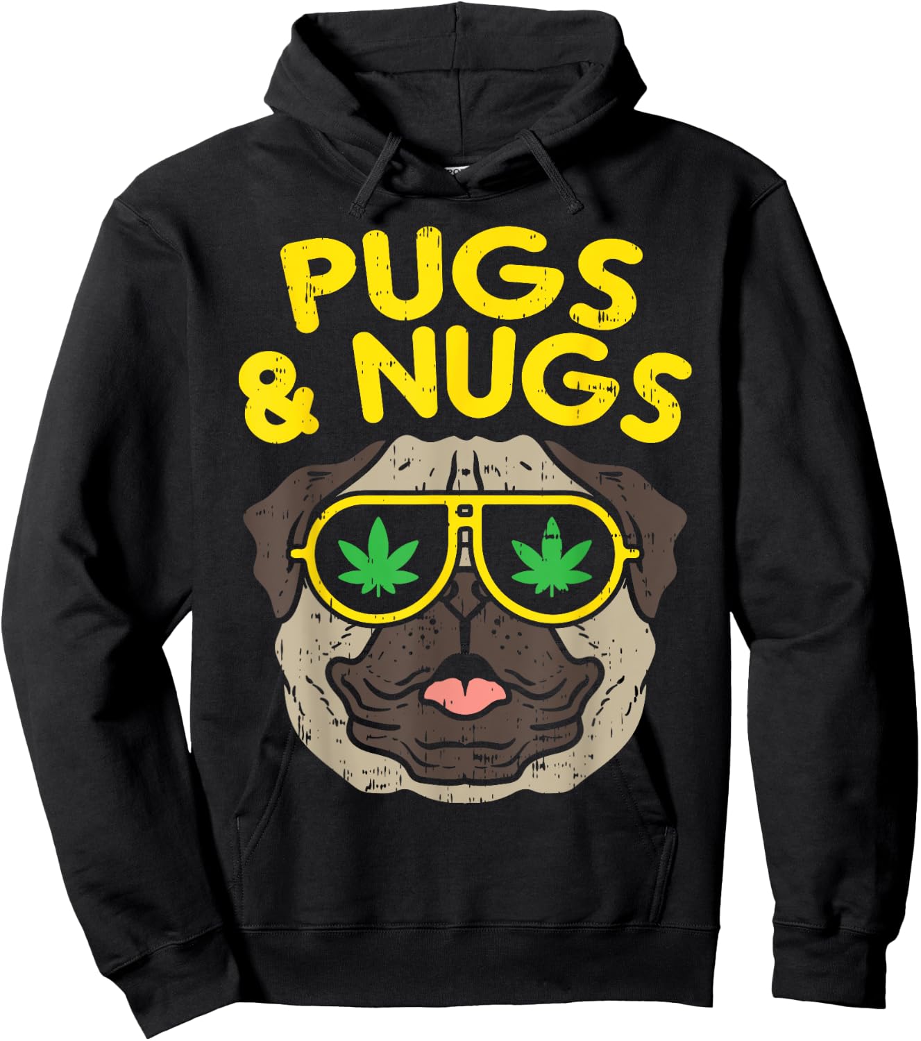 Pugs And Nugs Dog Weed Cannabis 420 THC Smoking Stoner Gift Hoodie - Hoodie | Black