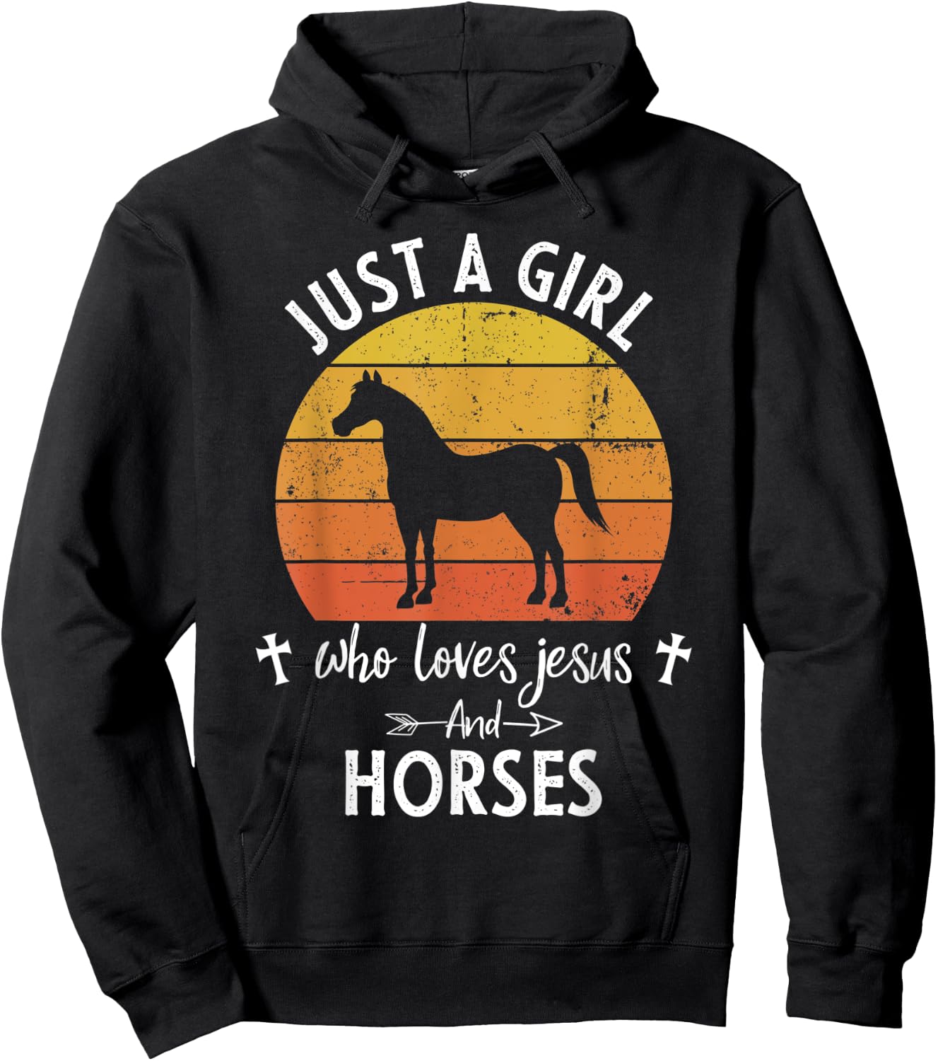 Just A Girl Who Loves Jesus And Horses Cute Christians Gift Hoodie - Hoodie | Black