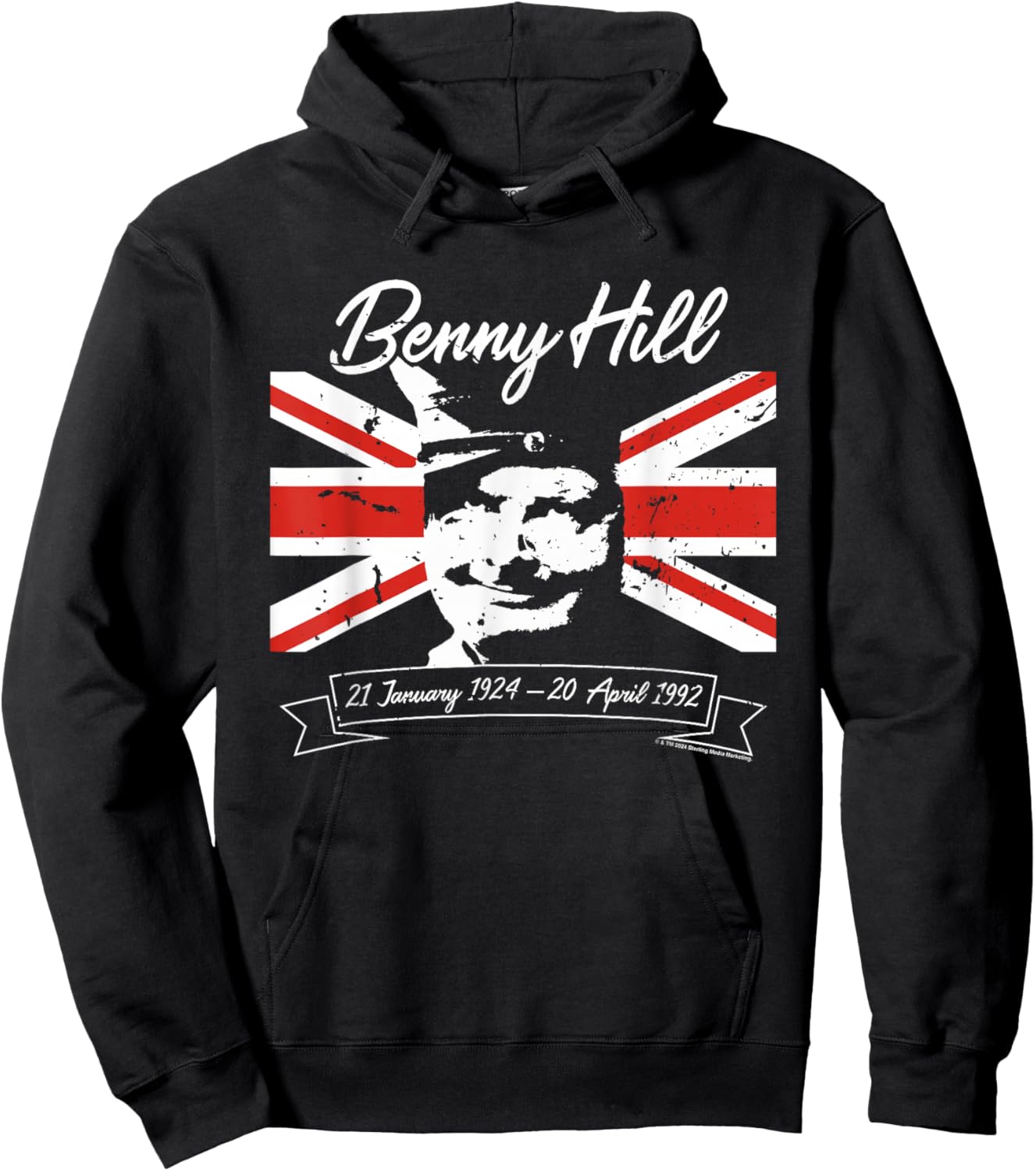 Benny Hill Show Comedian Smile Union Jack Flag Hoodie - Hoodie | Black