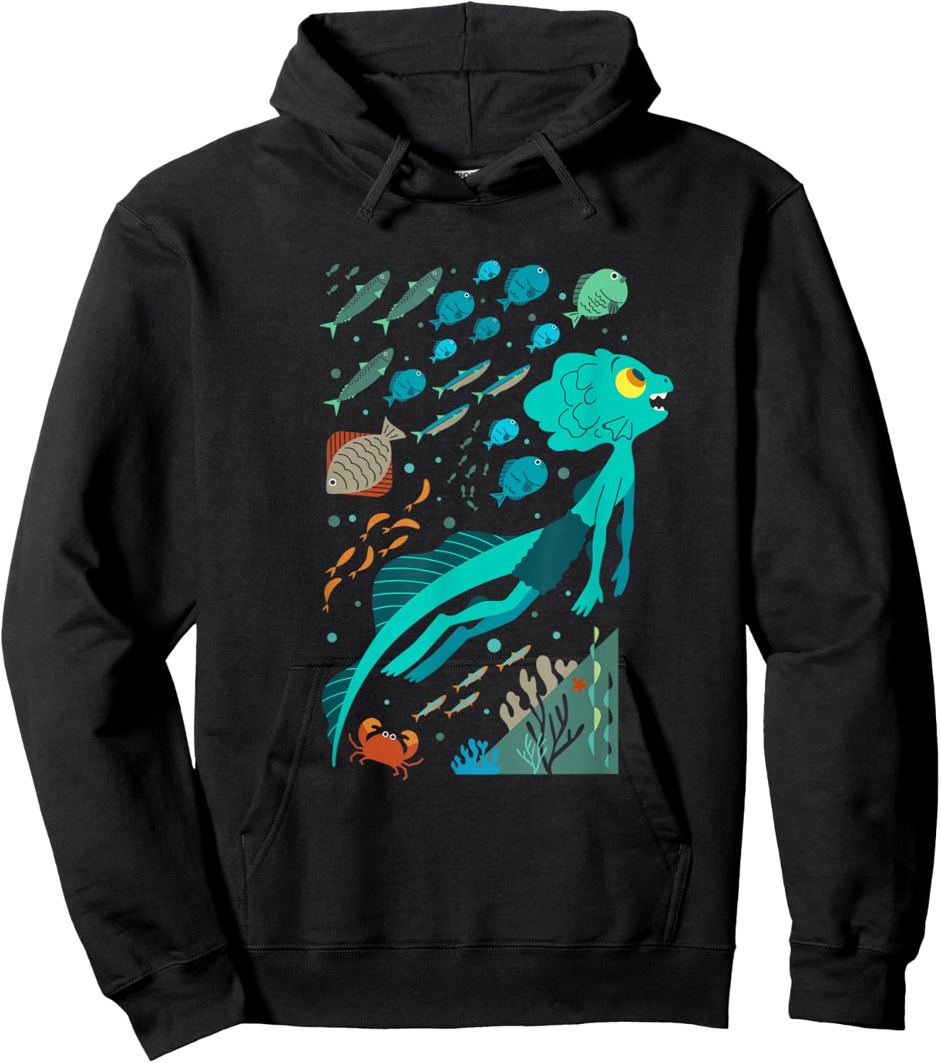 Disney Pixar Luca Swimming with Fishes Hoodie - Hoodie | Black