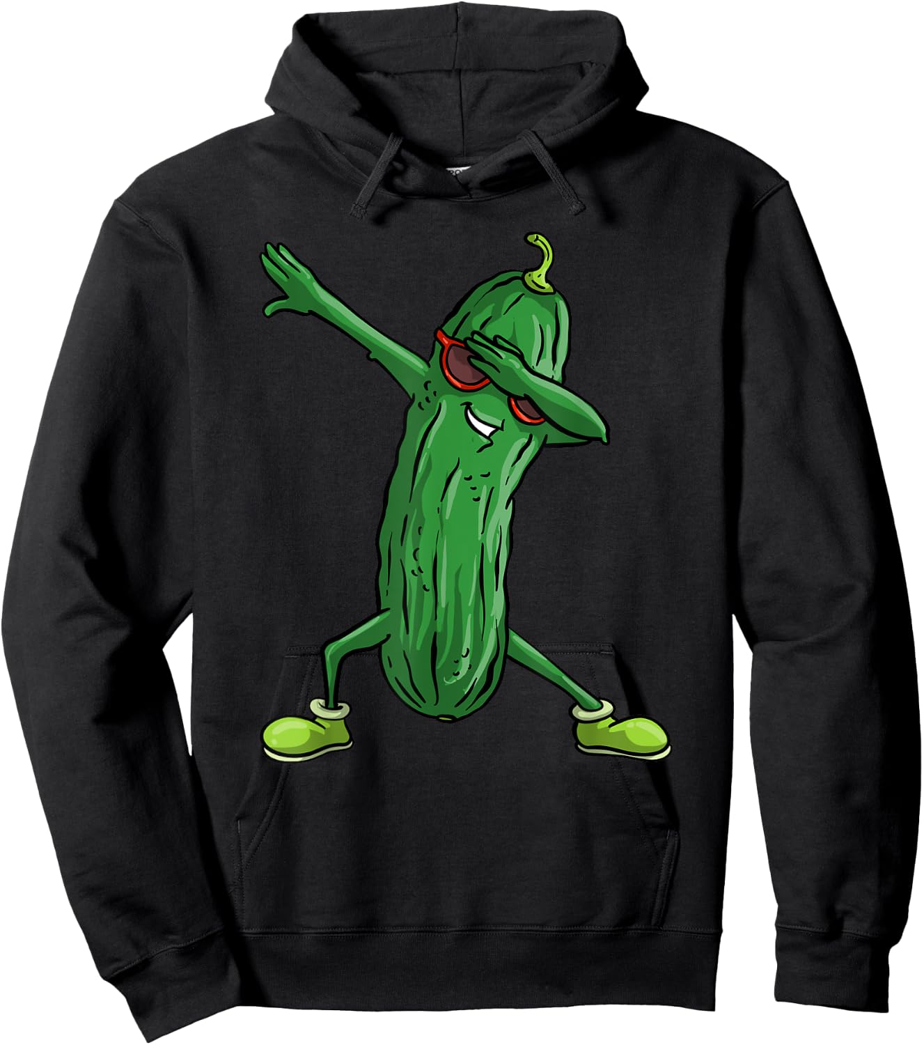 Funny Dabbing Pickle Gift | Cute Dancing Cucumber Men Women Hoodie - Hoodie | Black
